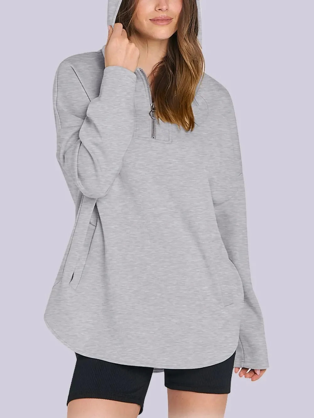 Quarter Zip Long Sleeve Aesthetic Hoodie