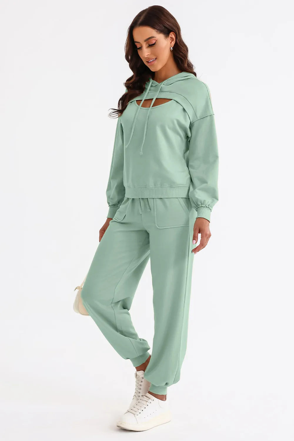Cutout Hoodie and Jogger Set – Drawstring Aesthetic