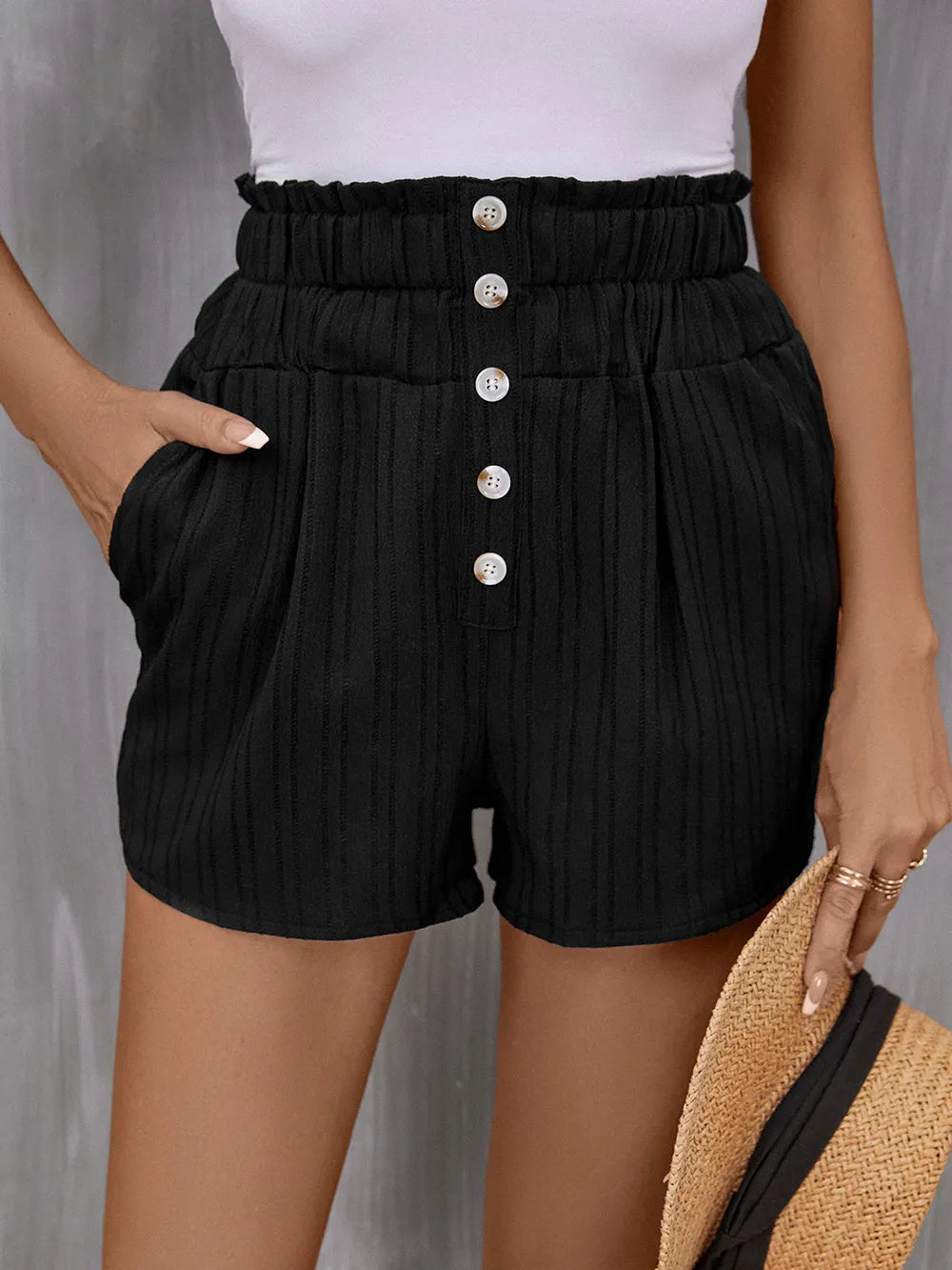 Preppy Perfee Pocketed High Waist Shorts for Women & Girls