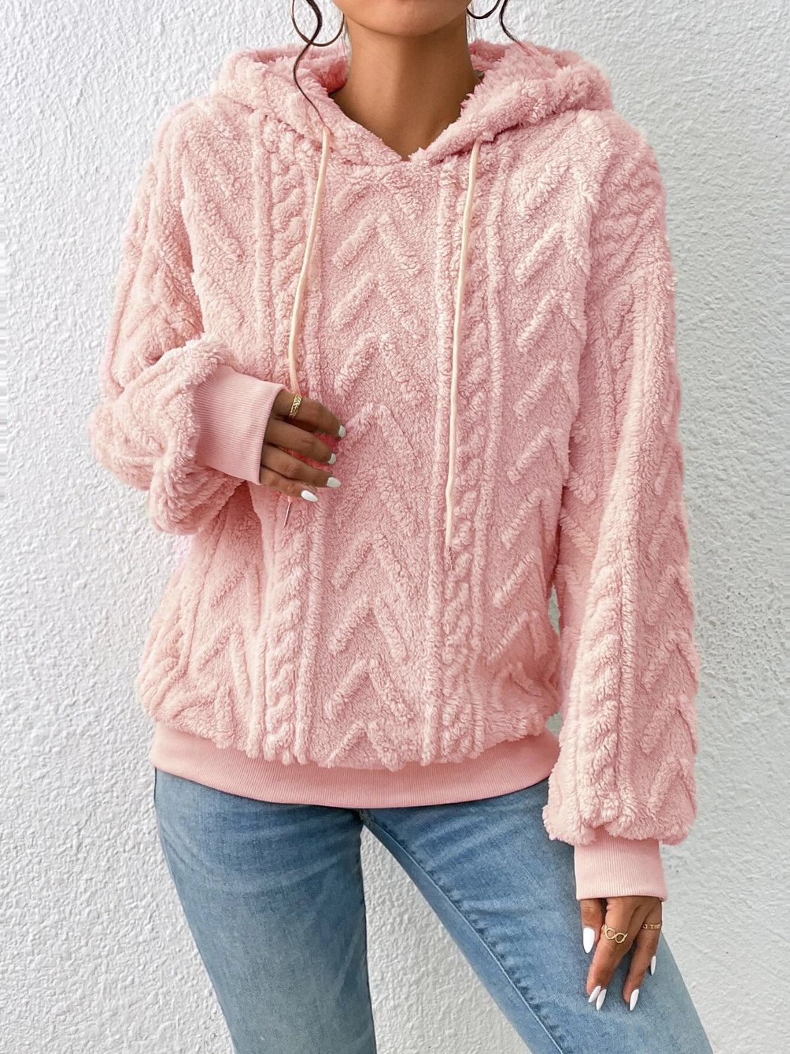 Preppy Drawstring Long Sleeve Hoodie