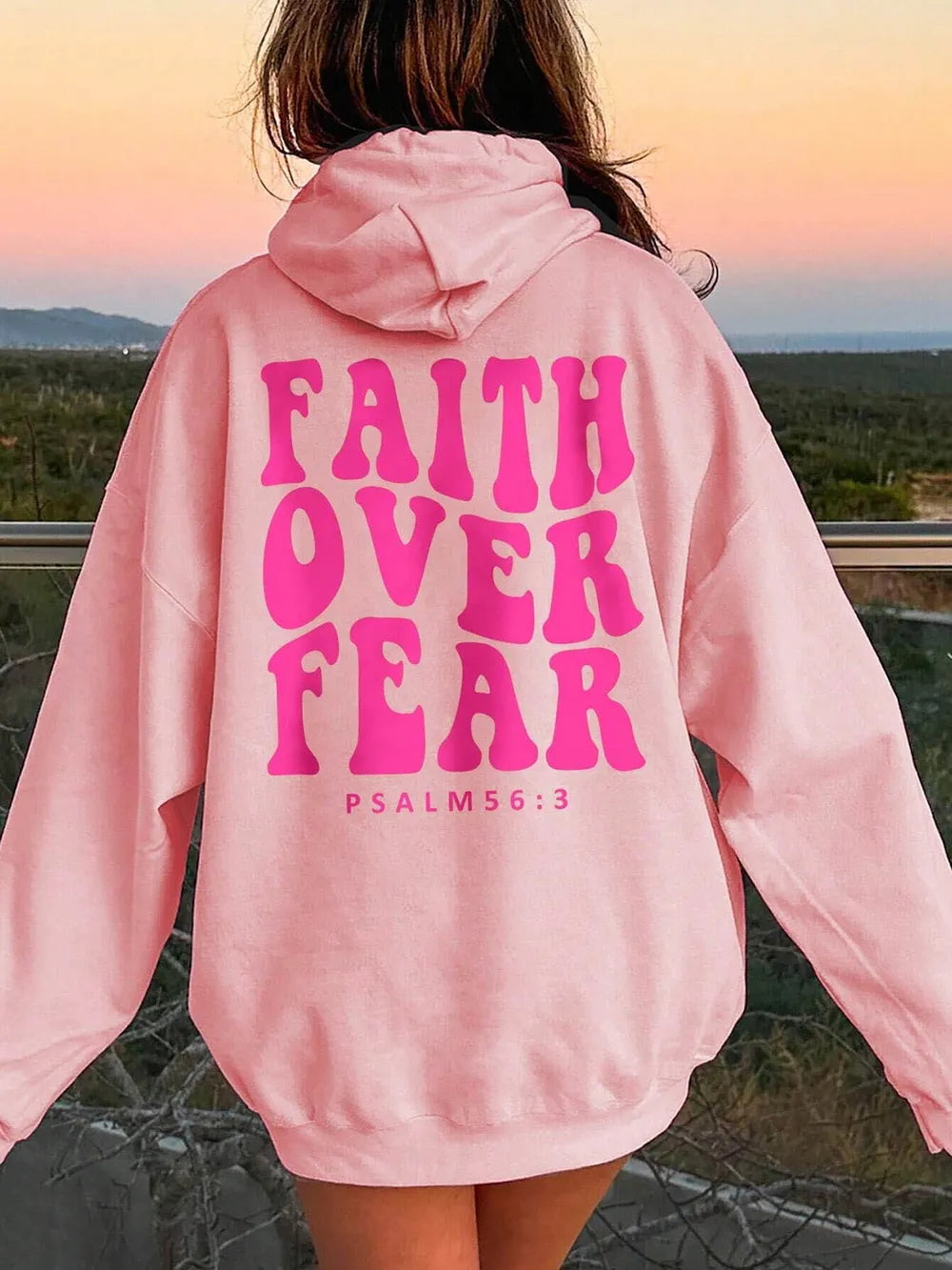 FAITH OVER FEAR Graphic Preppy Hoodie