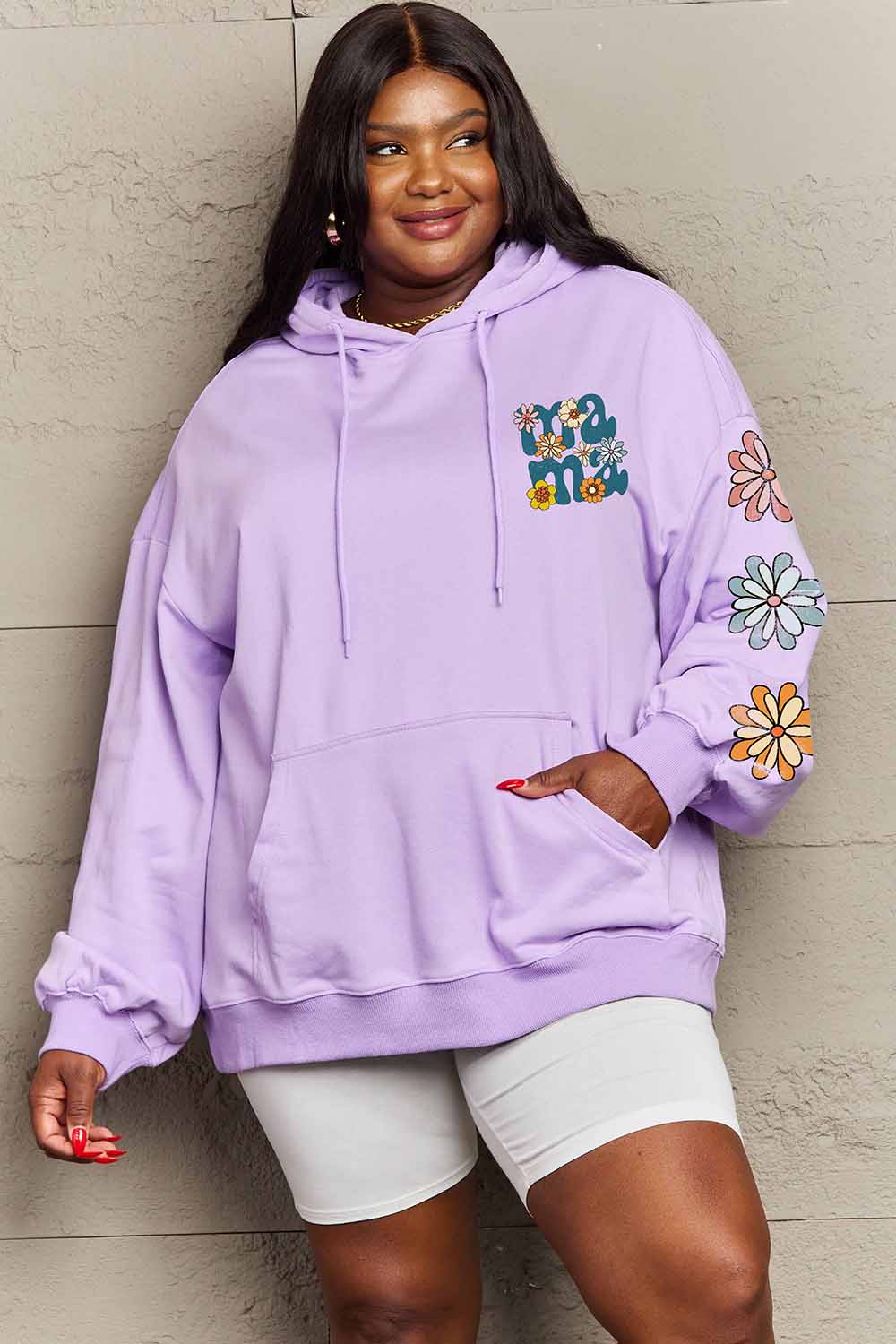 MAMA Graphic Preppy Dropped Shoulder Hoodie