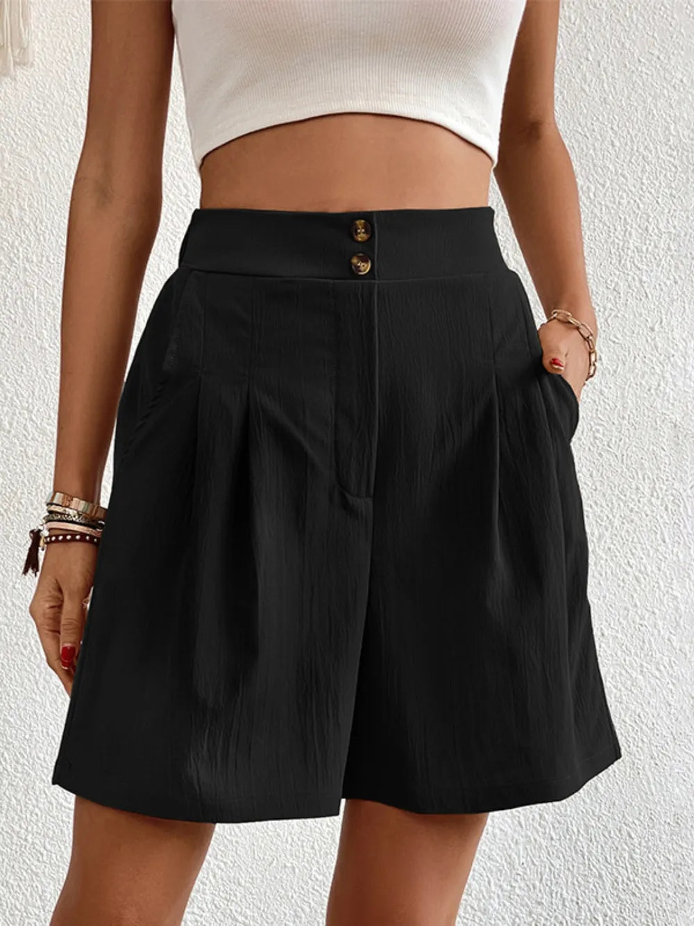 Preppy High Waist Shorts With Pockets for Women & Girls