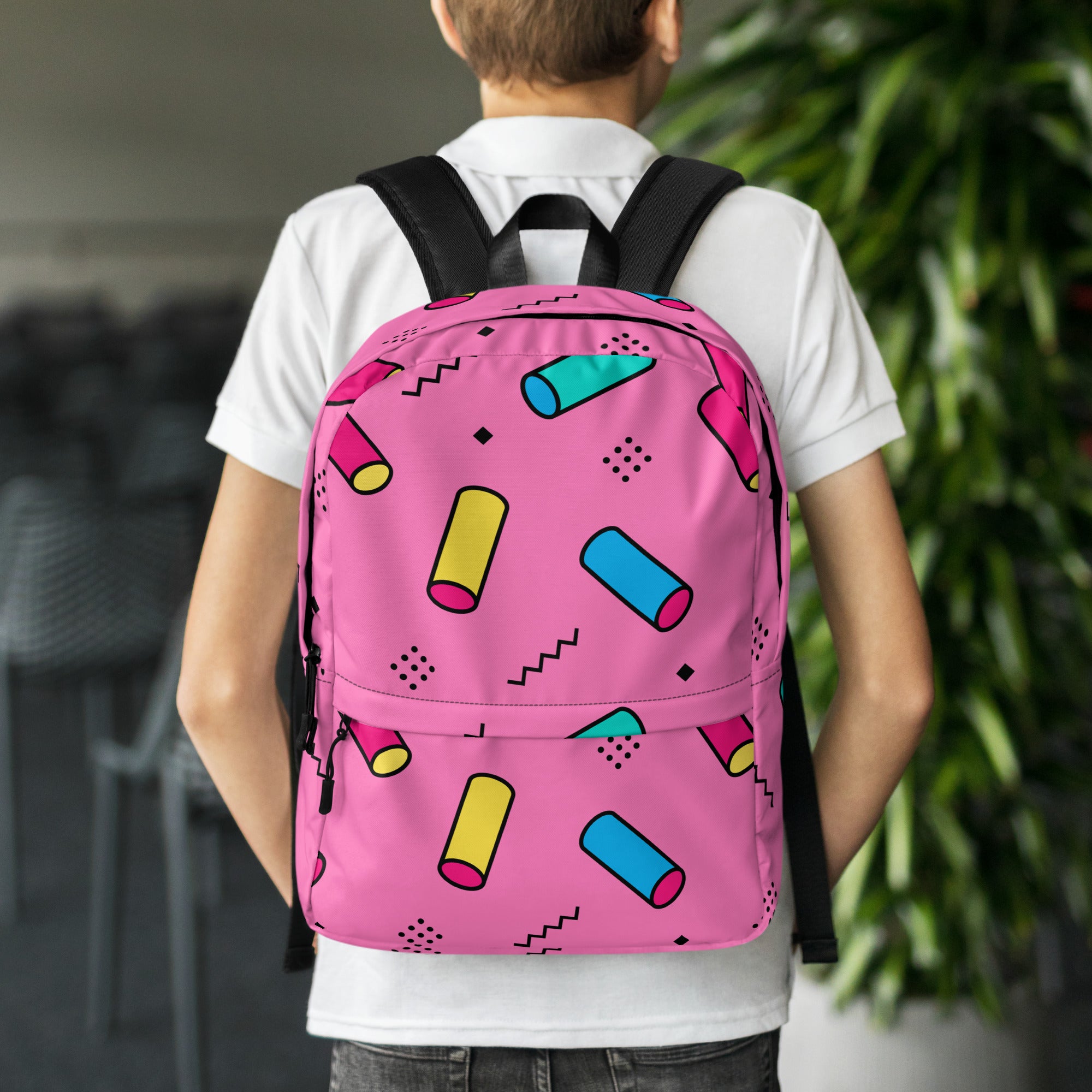 Preppy Memphis Geometric Pattern Backpack for All Ages