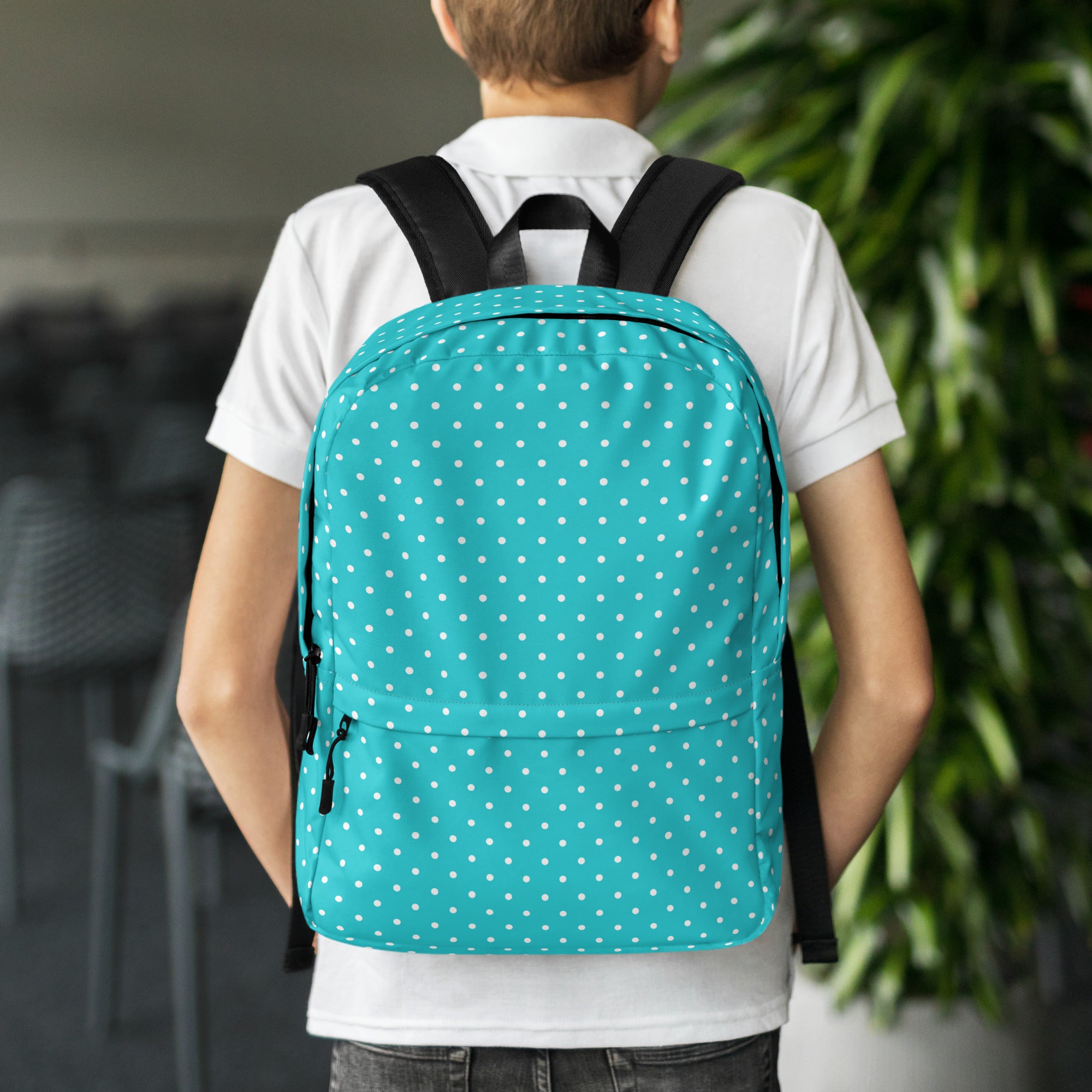 Pastel Turquoise Mini Polka Dots Aesthetic Backpack