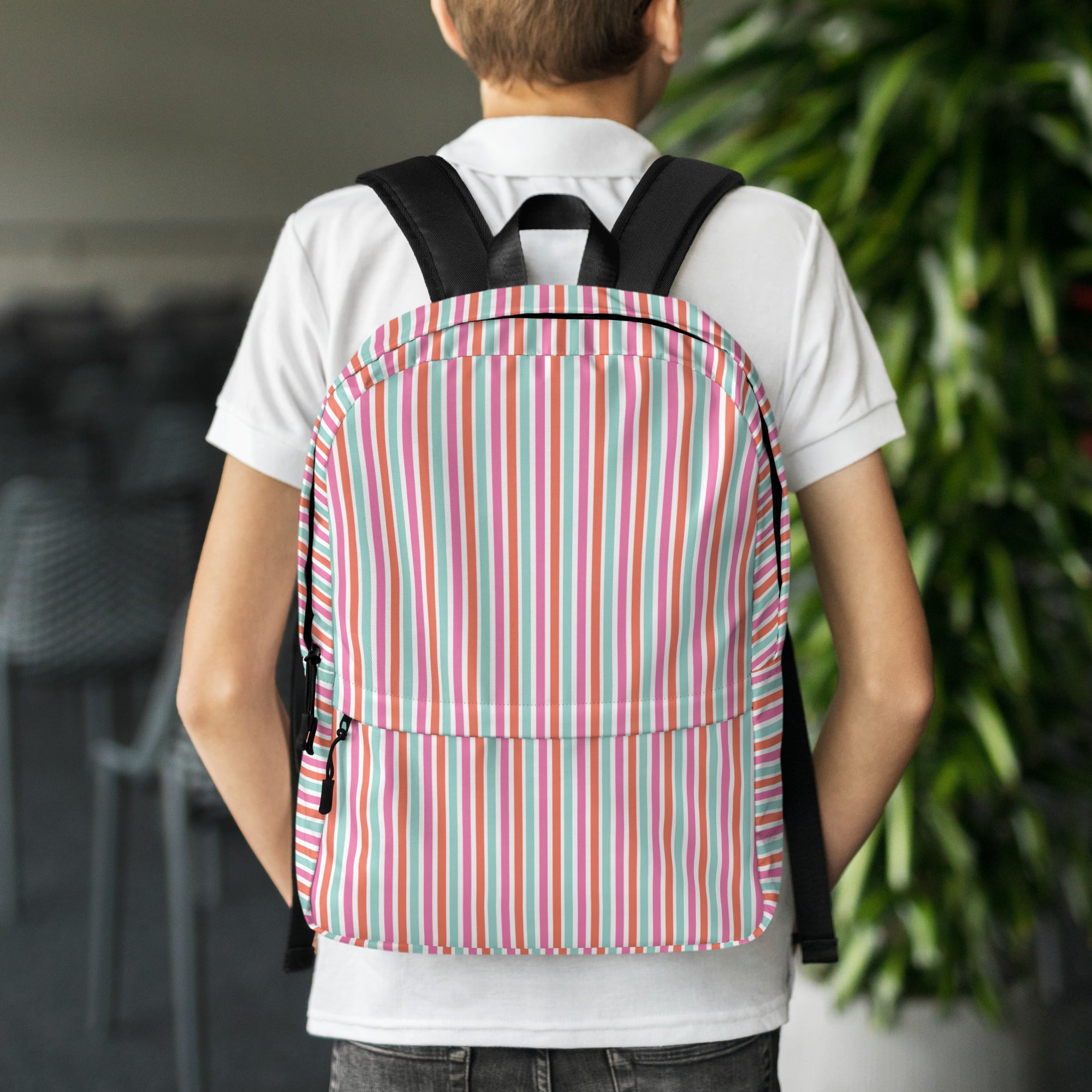 Preppy Fashion Multicolor Striped Ladies Designer Backpack