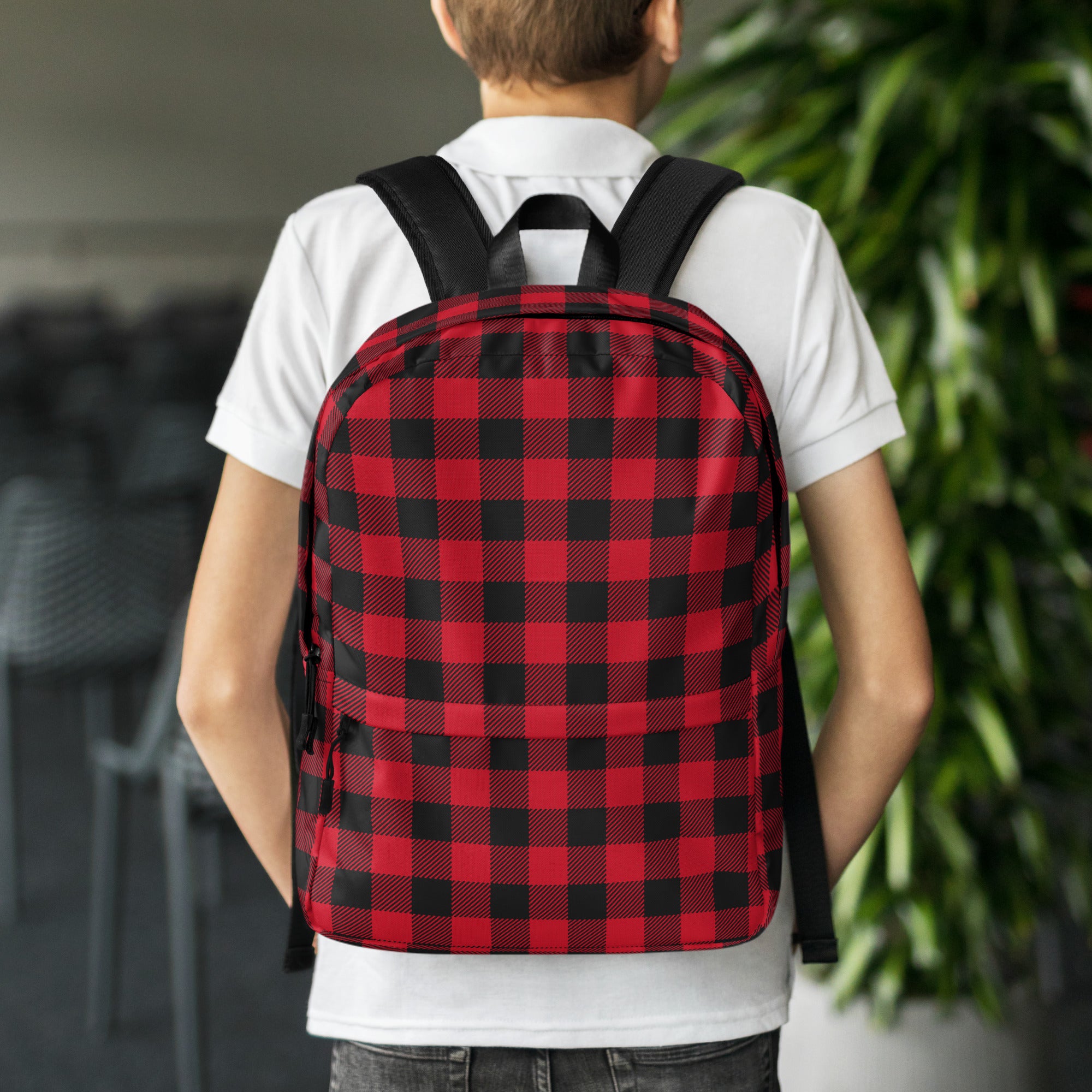Classic Buffalo Plaid Red & Black Checkered Backpack