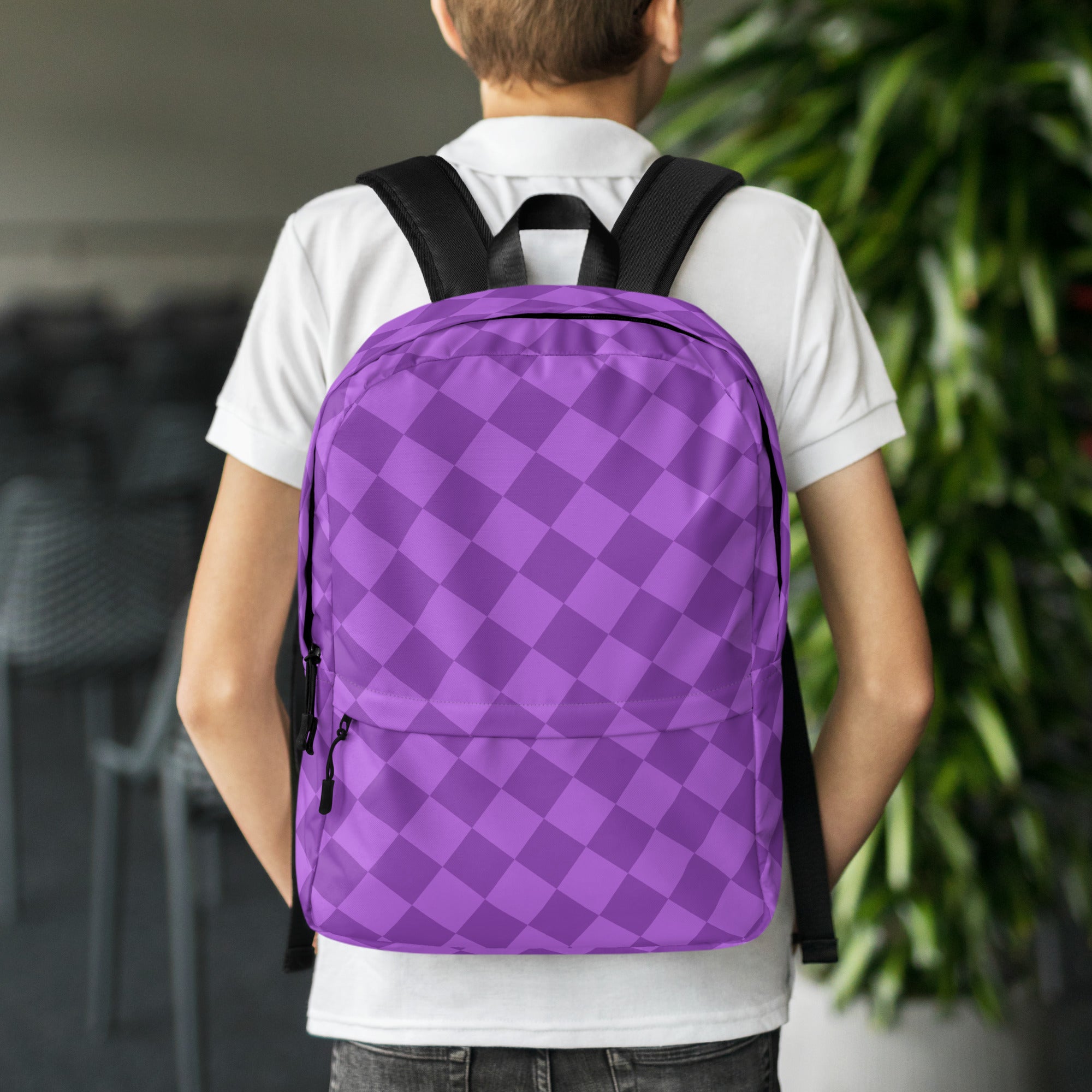 Preppy Lavender Checkered Back to School Purple Backpack