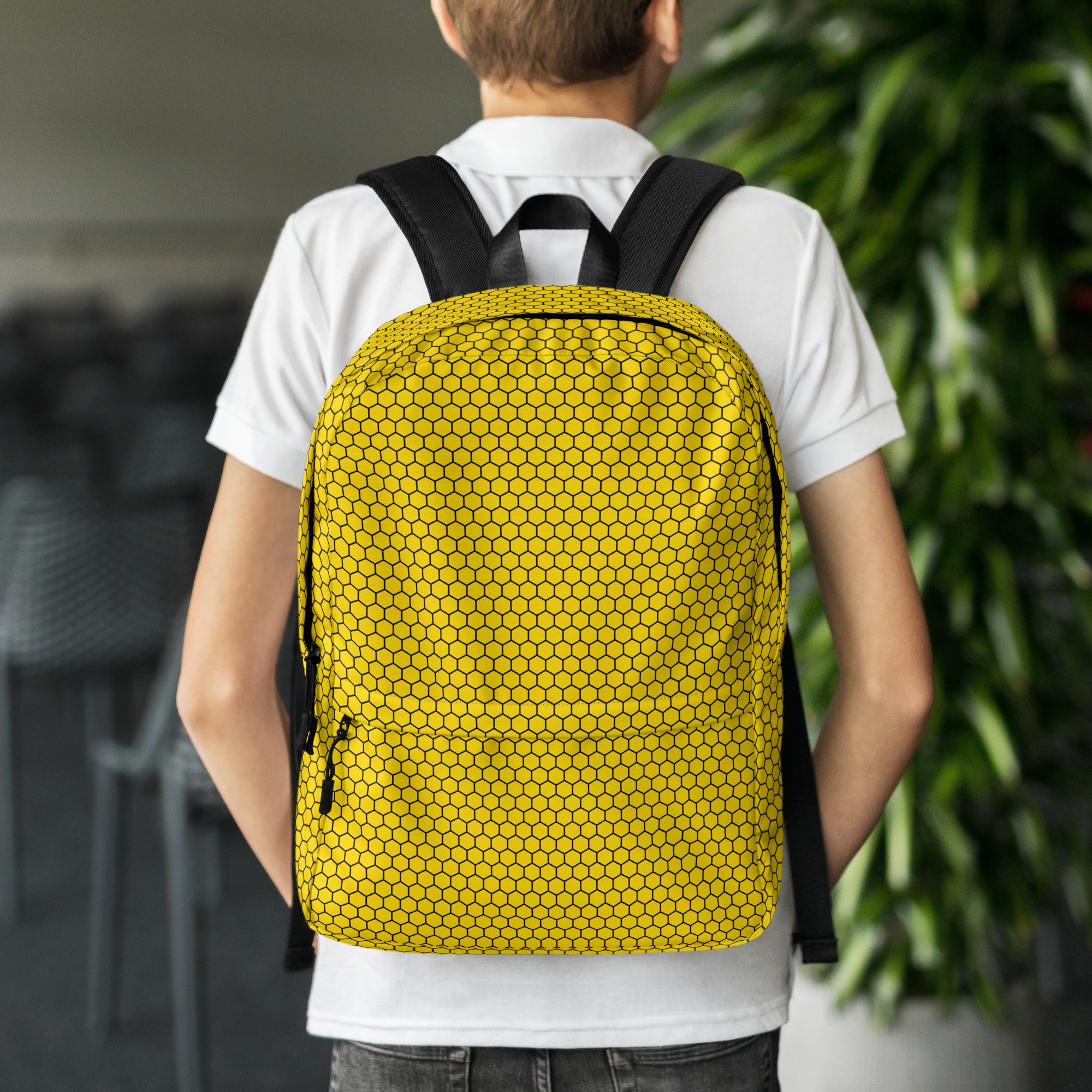 Trendy Bees Hive Honeycomb Yellow Hexagon Geometric Backpack