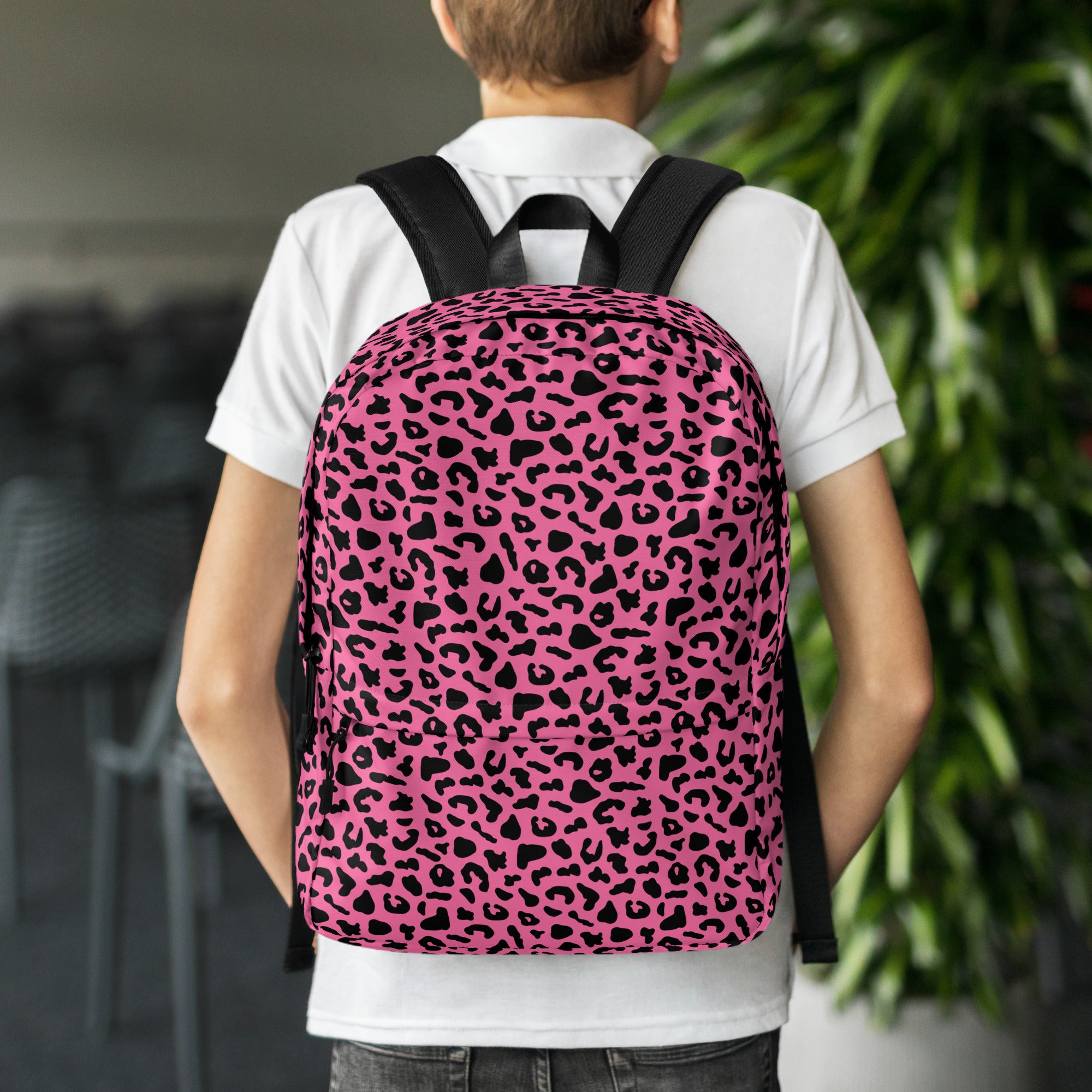 Preppy Pink Cheetah Print Back to School Backpack