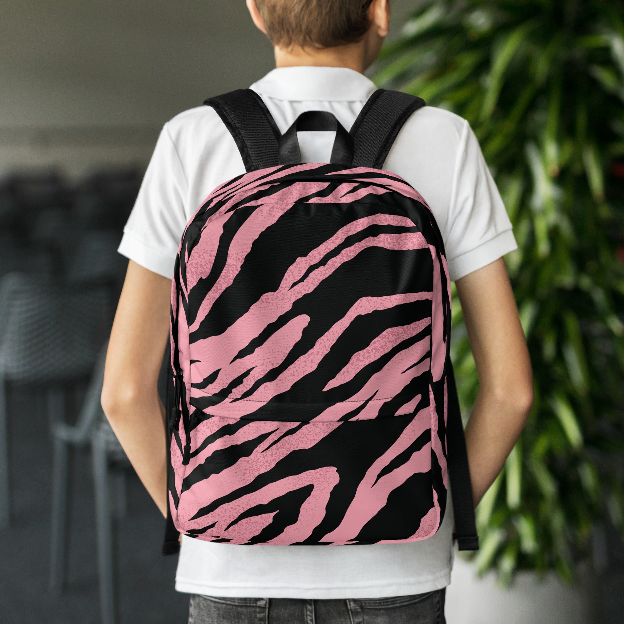 Pink Tiger Pattern Animal Print Laptop & Books Backpack