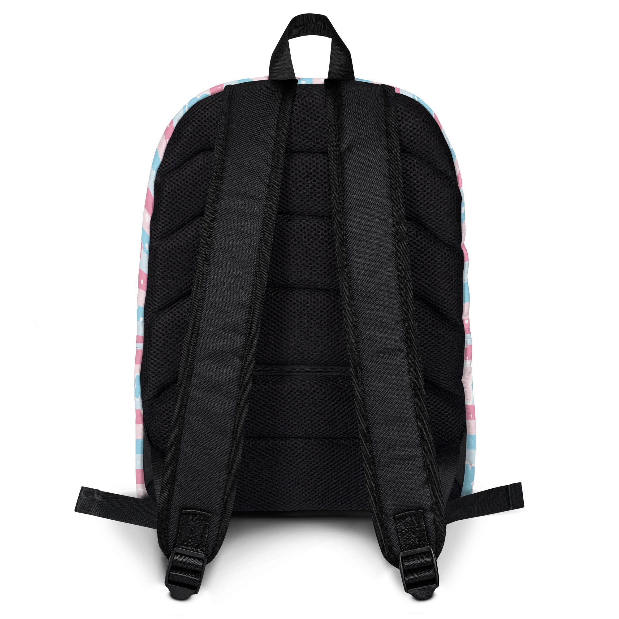 Preppy Cute Pastel Pink & Blue Flower Style Stripes Backpack for Girls
