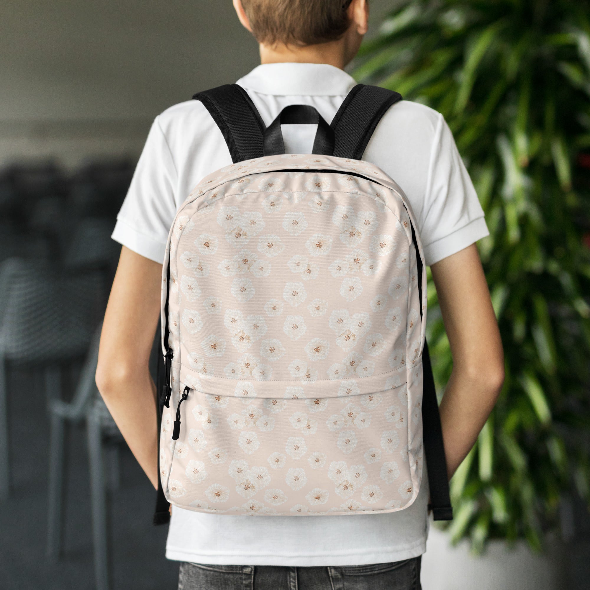 Aesthetic Pink Botanical Daisy Backpack for Summer