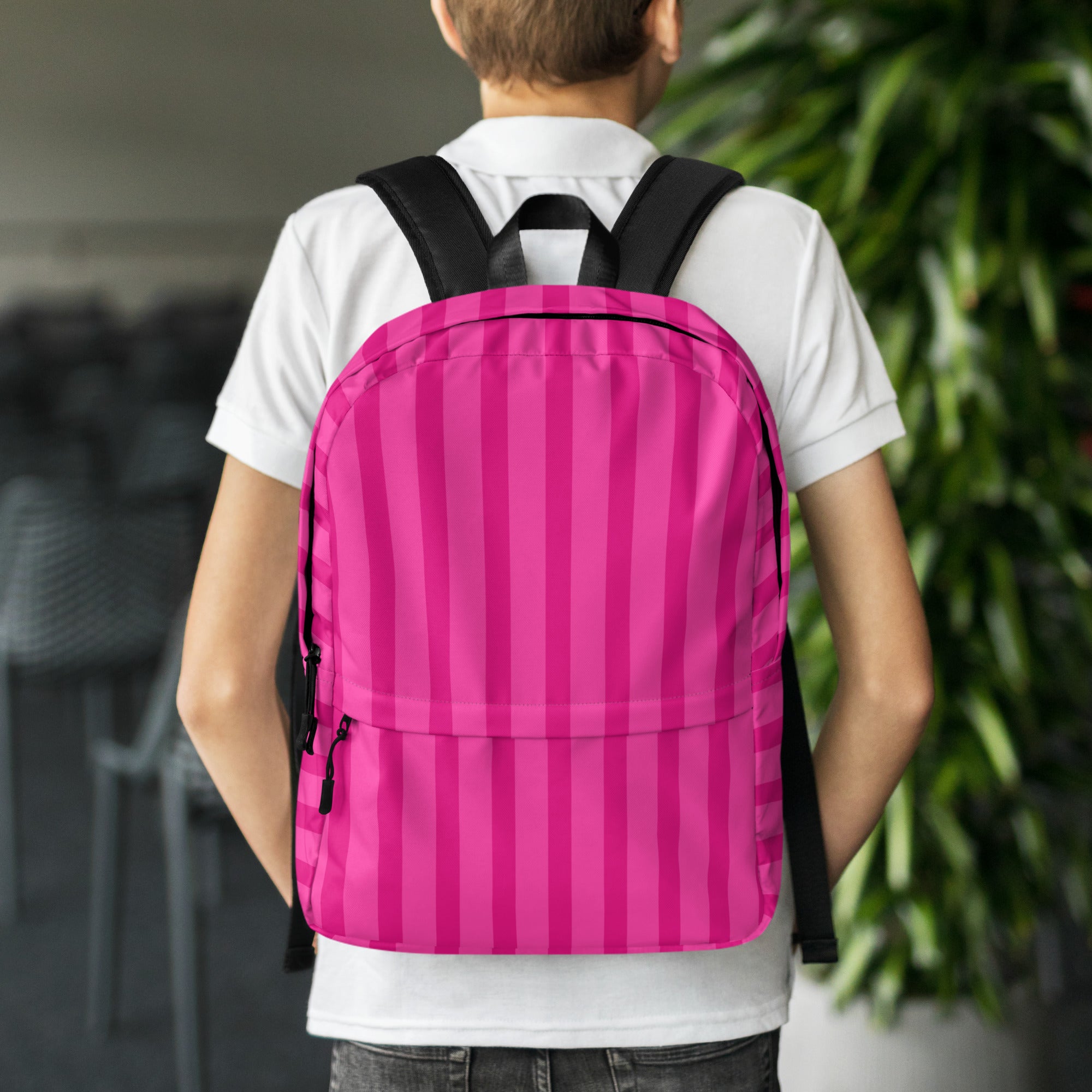 Preppy Aesthetic Pink Bubblegum Striped Statement Backpack