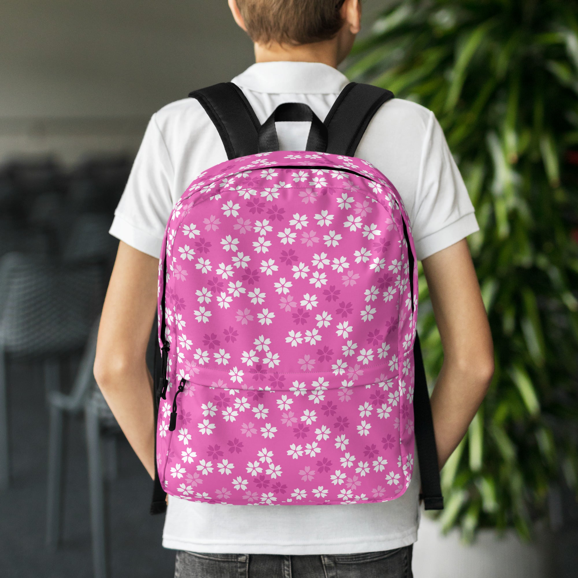 Preppy Pink Floral Blossom Seamless Pattern Backpack