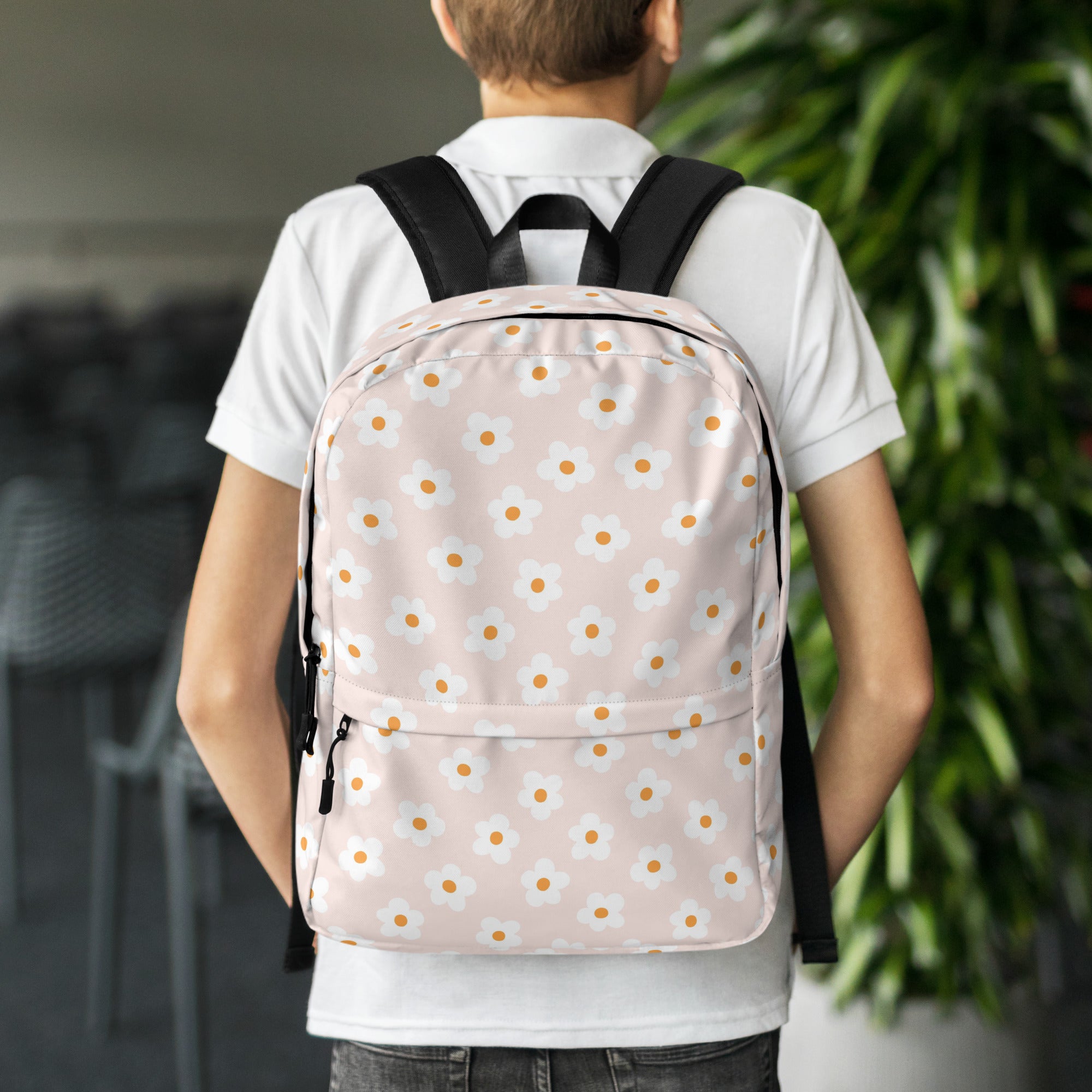 Preppy Pink Minimal Daisy Floral Summer Backpack