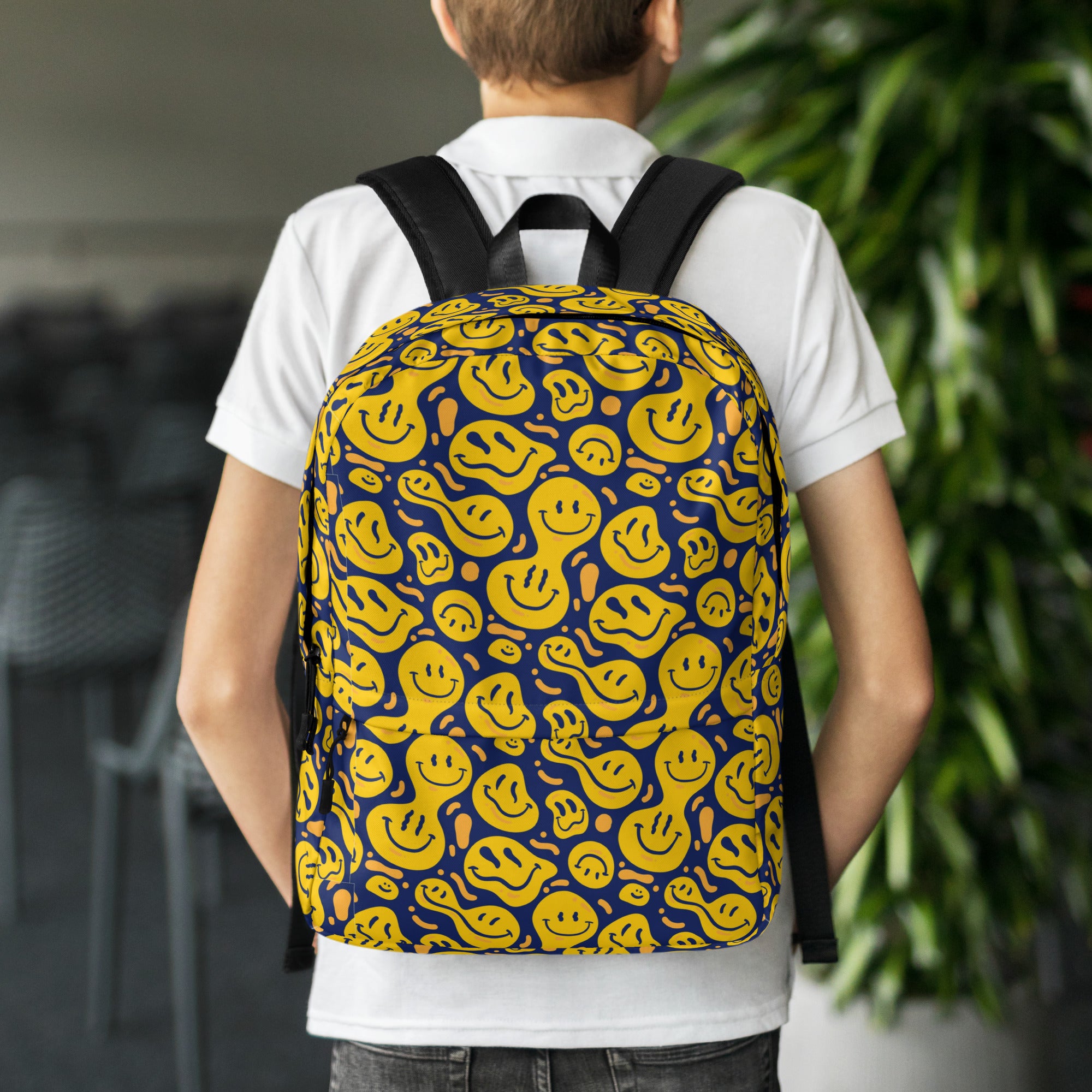 Original Yellow Drippy Smiley Face Backpack