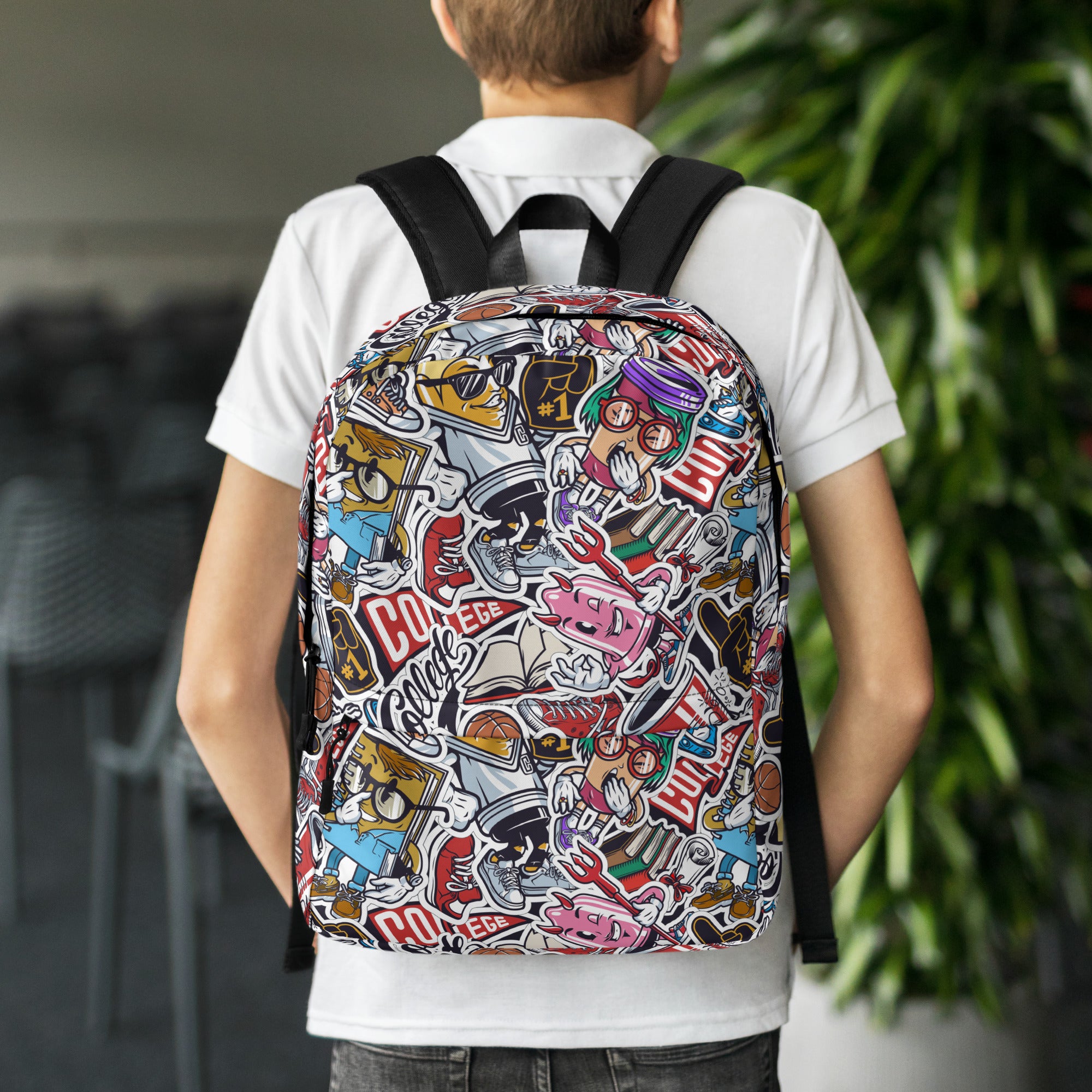 Funny Pop Graffiti Art Stickers Pattern Skater Backpack
