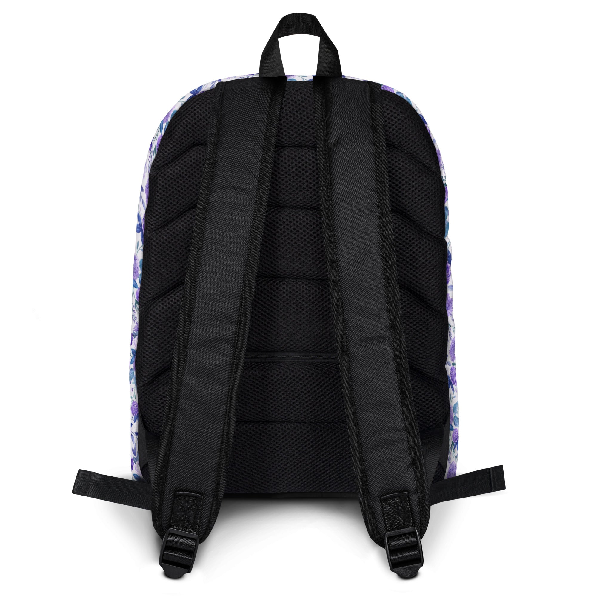 Preppy Purple Floral White Backpack for Women