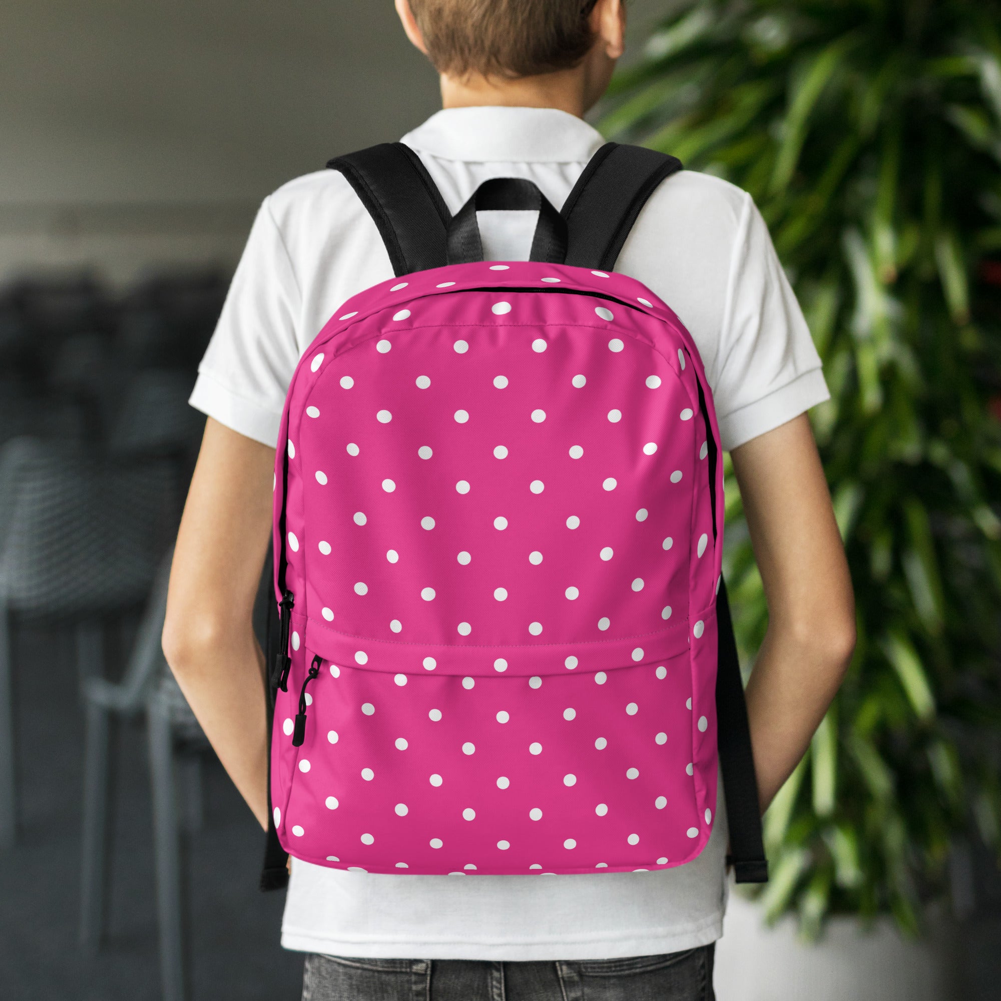 Vintage Preppy Style Pink Polka Dot Backpack
