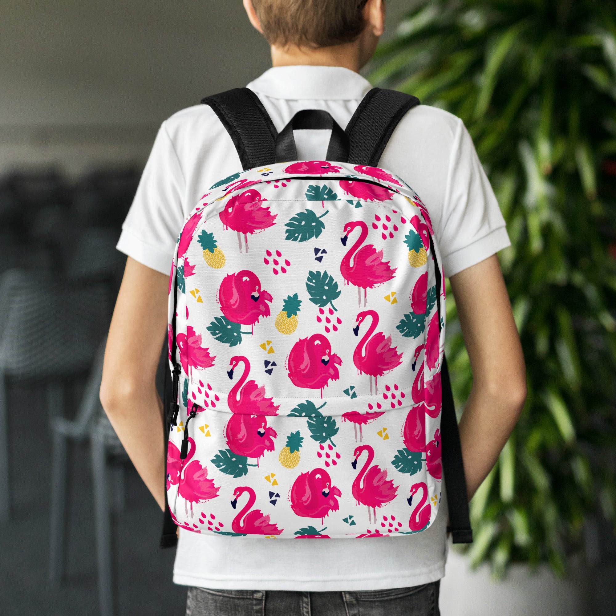 Preppy Pink Southern Flamingo Print Summer Beach Backpack