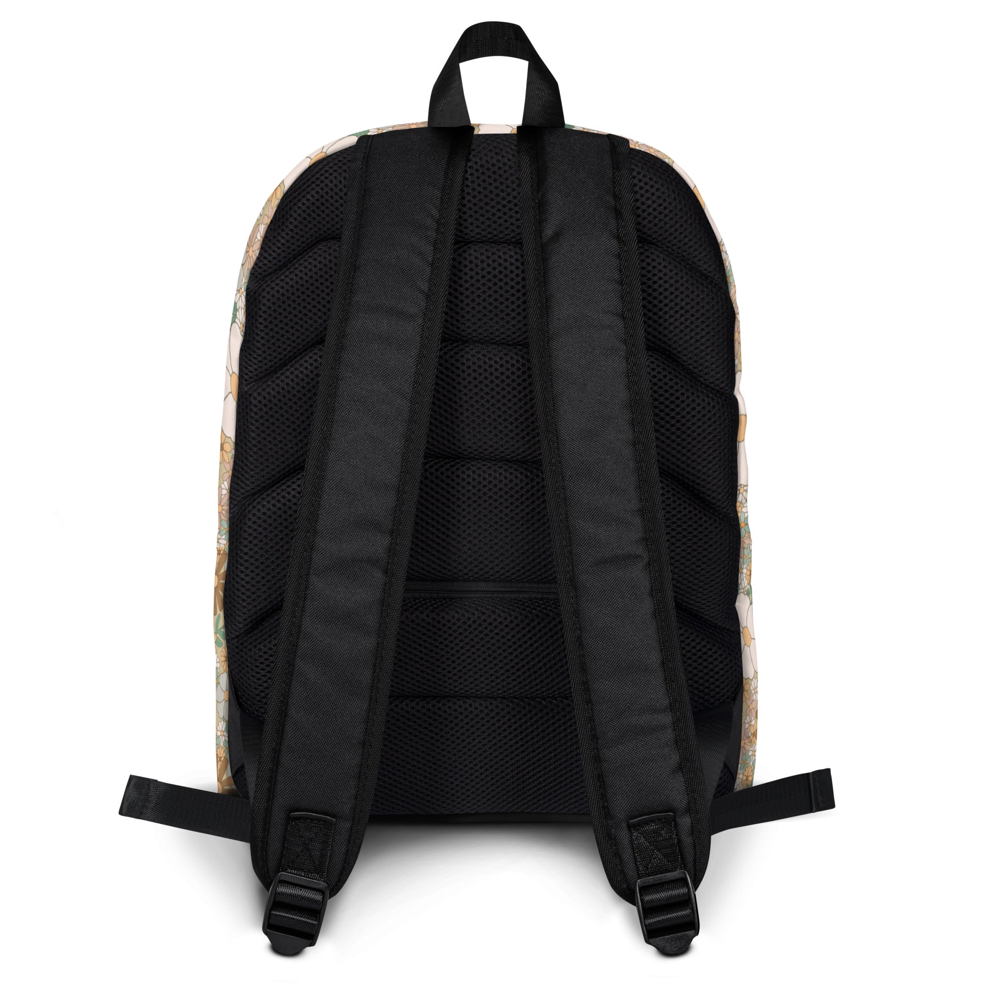 Aesthetic Groovy Brown Fall Flower Pattern Backpack