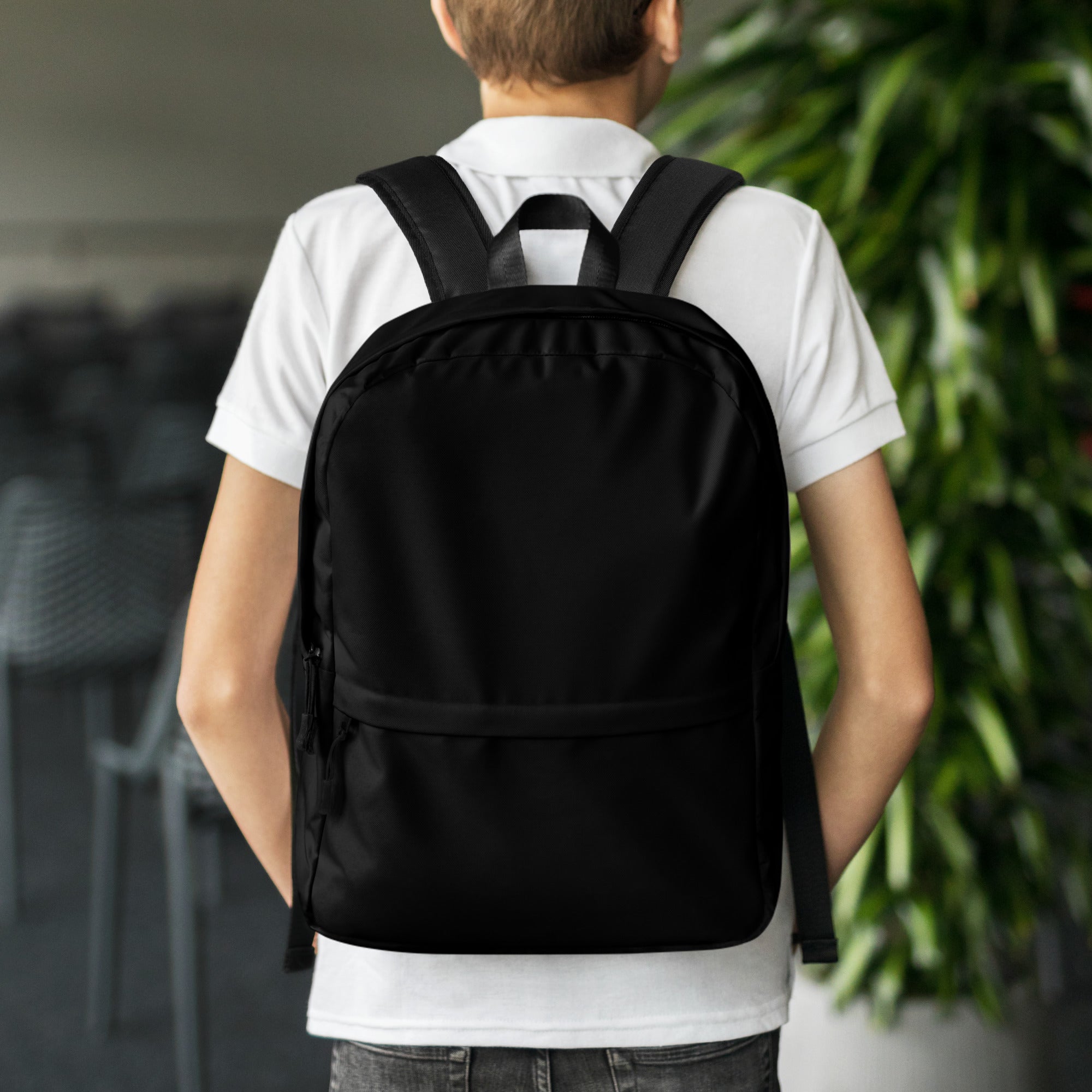 Plain Black Lightweight Laptop Backpack for Women
