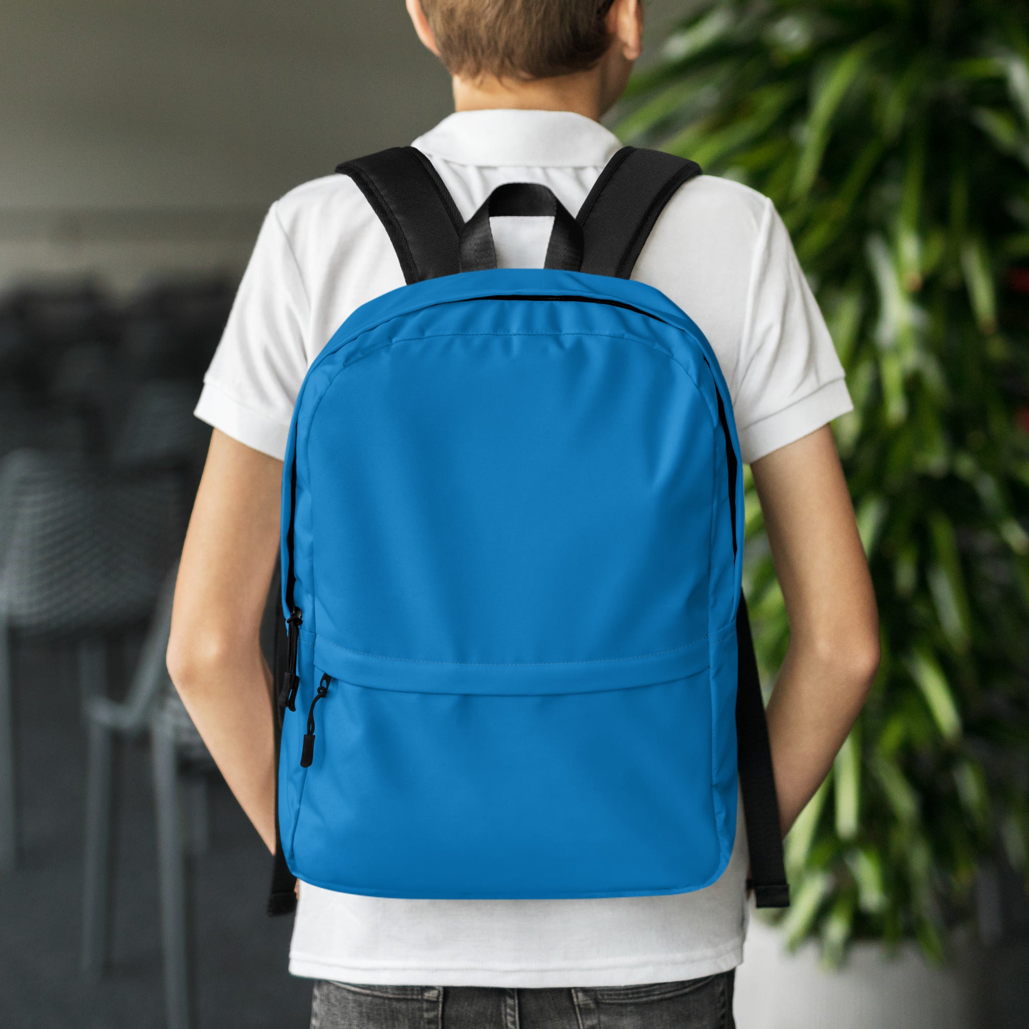 Plain Blue Medium Size Womens Backpack for Travel & School