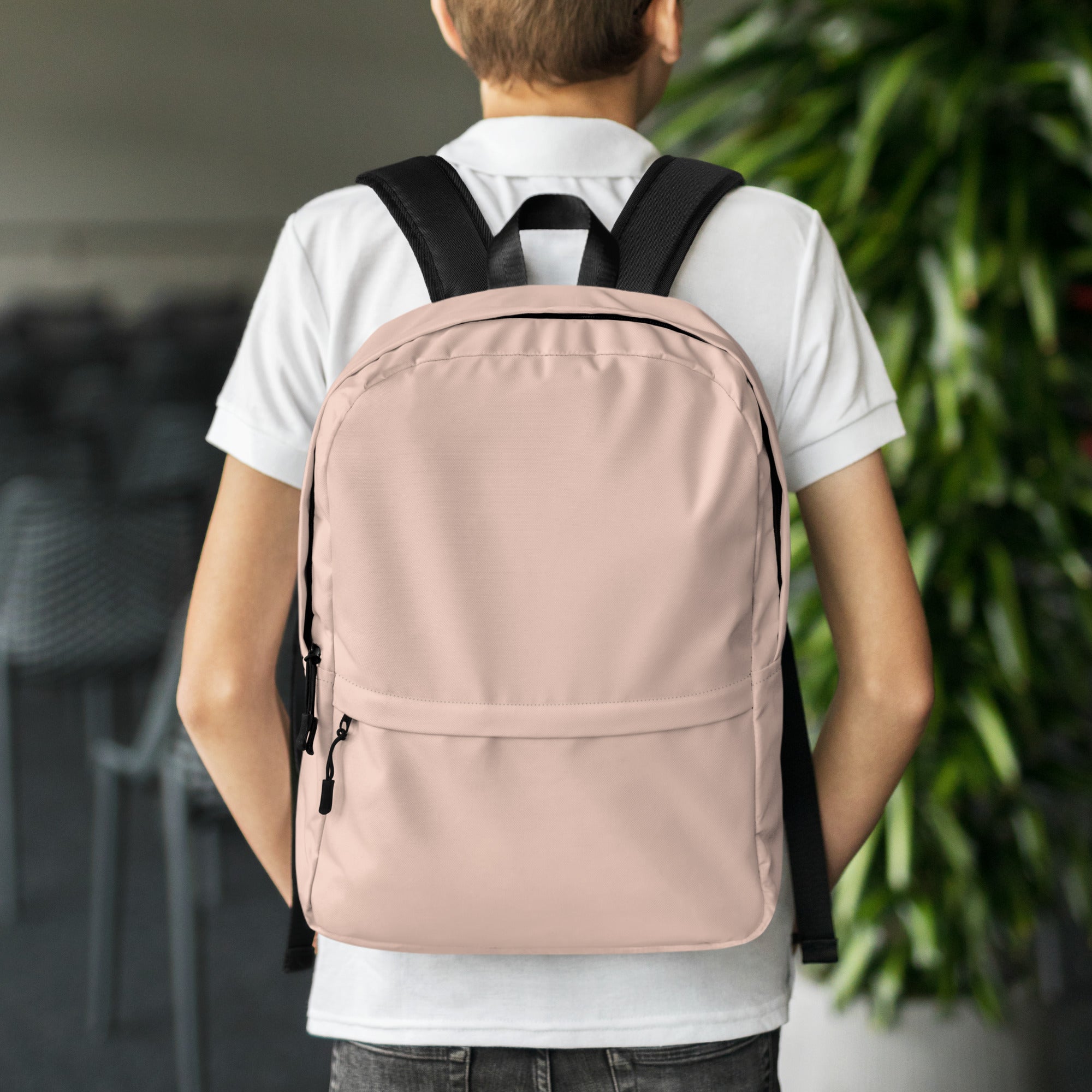 Minimal Plain Beige Color Womens Lightweight Fashion Backpack