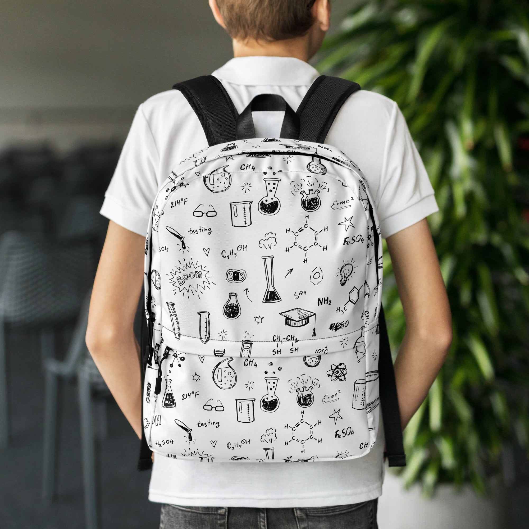 Chemistry Themed Handmade Doodles Offwhite Backpack for School