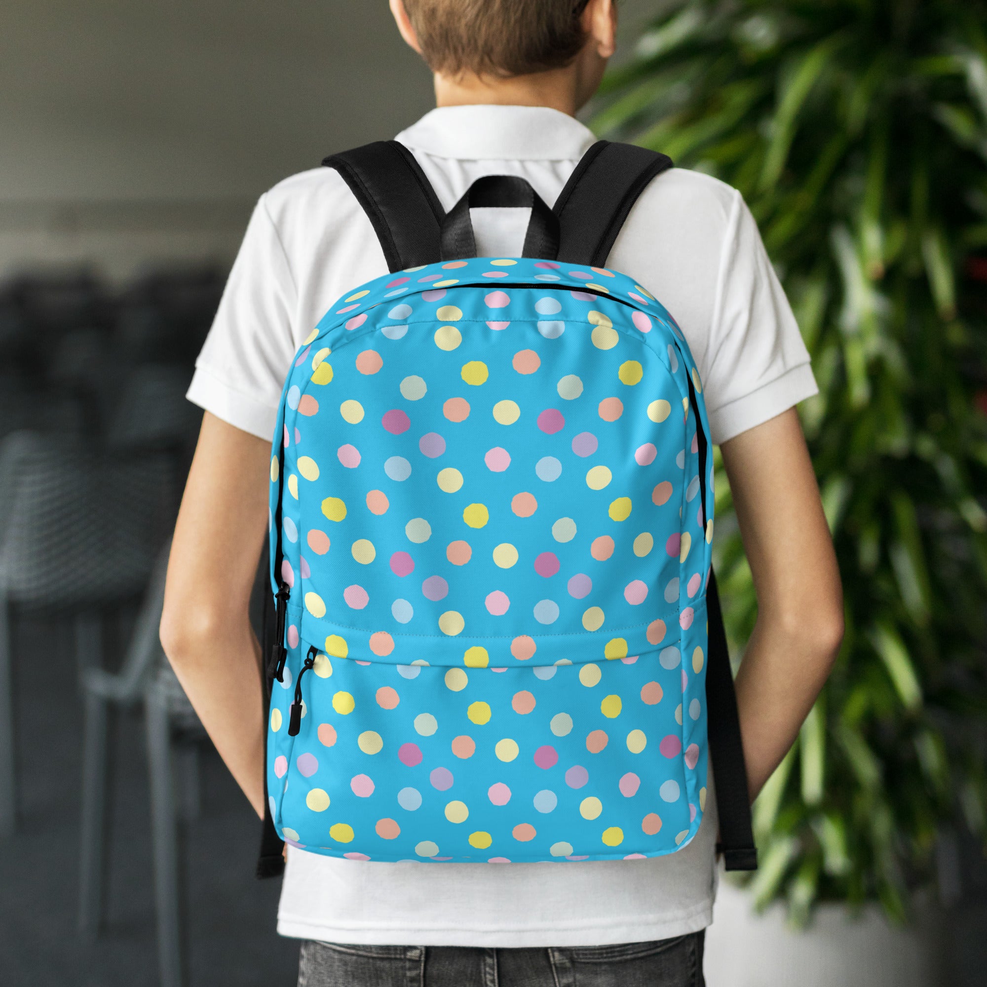 Cute Colorful Polka Dot Preppy Blue School Backpack