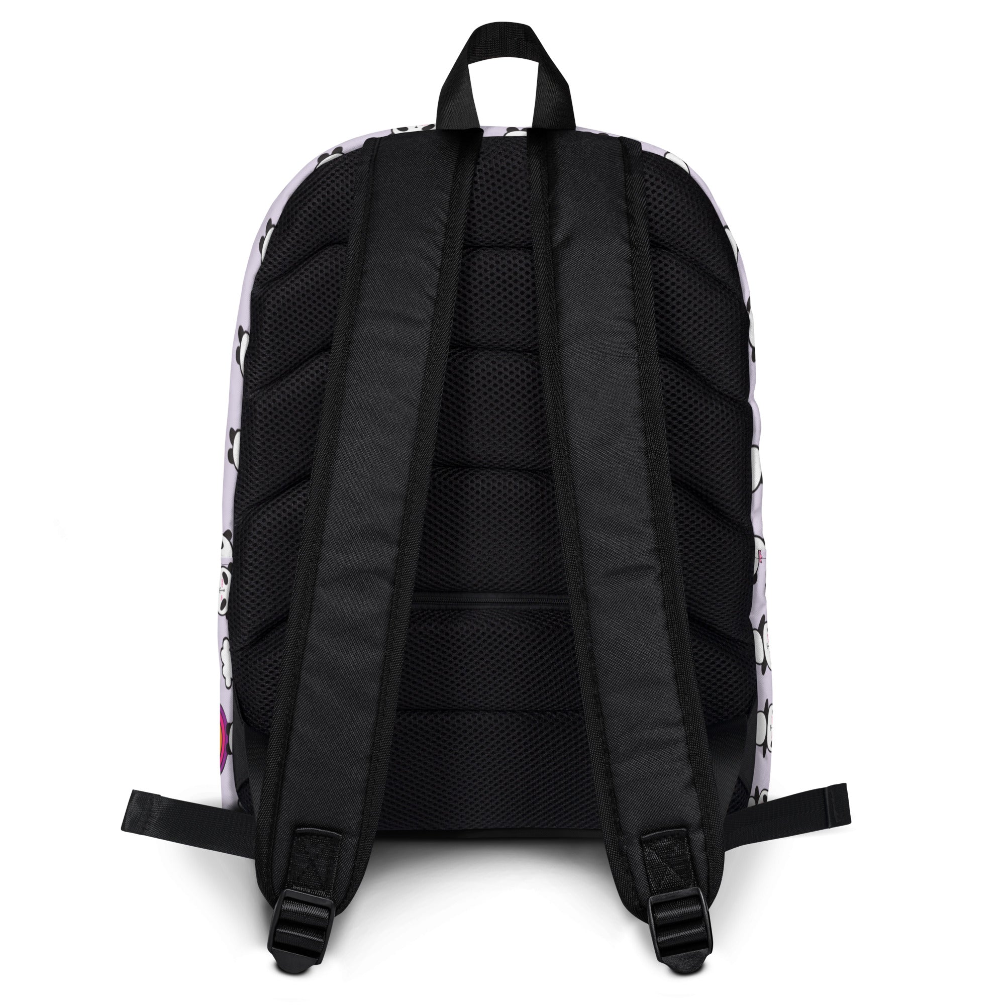Preppy Purple Cute Little Pandas Print Medium Size Backpack Bag