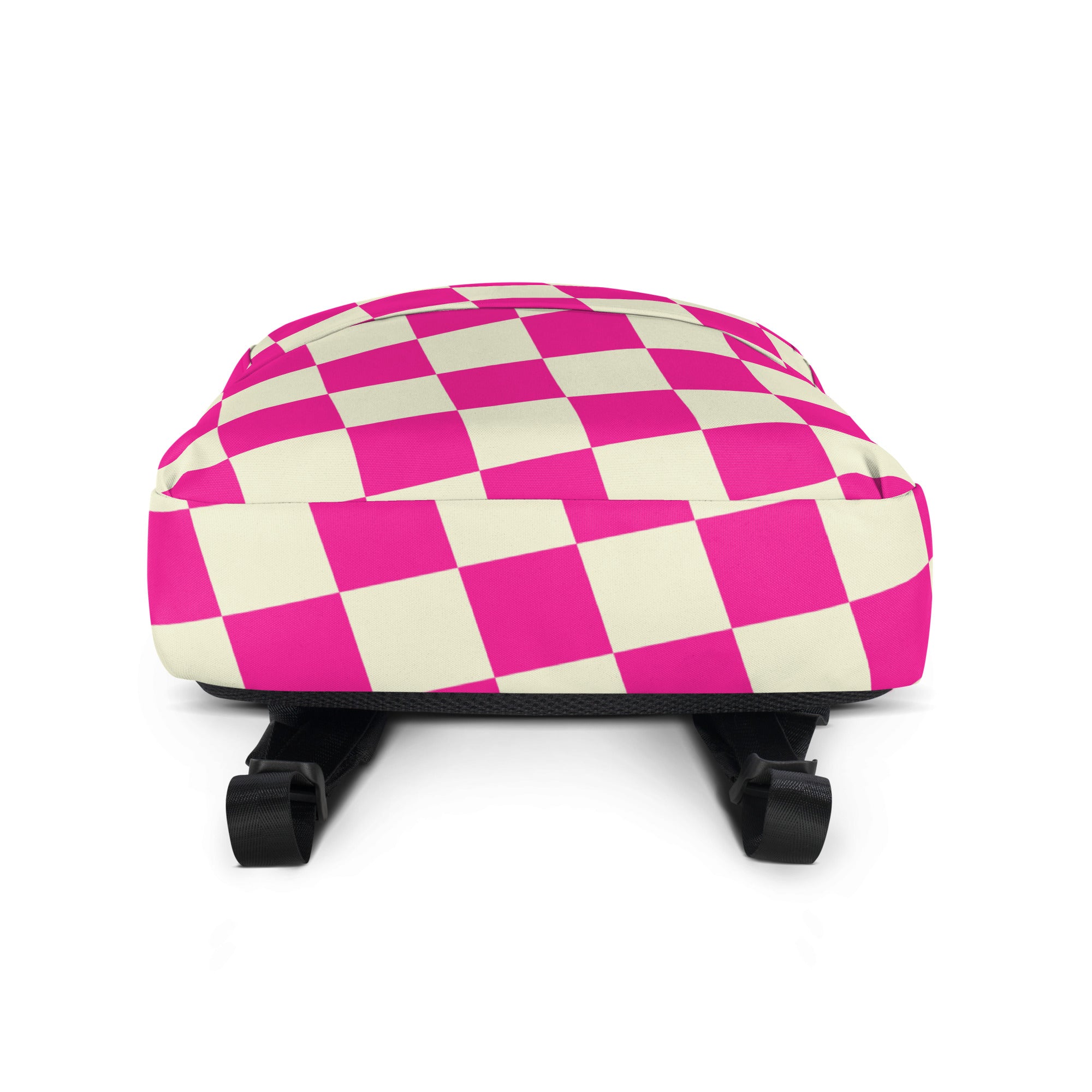 Preppy Style Pink Checkered School Backpack