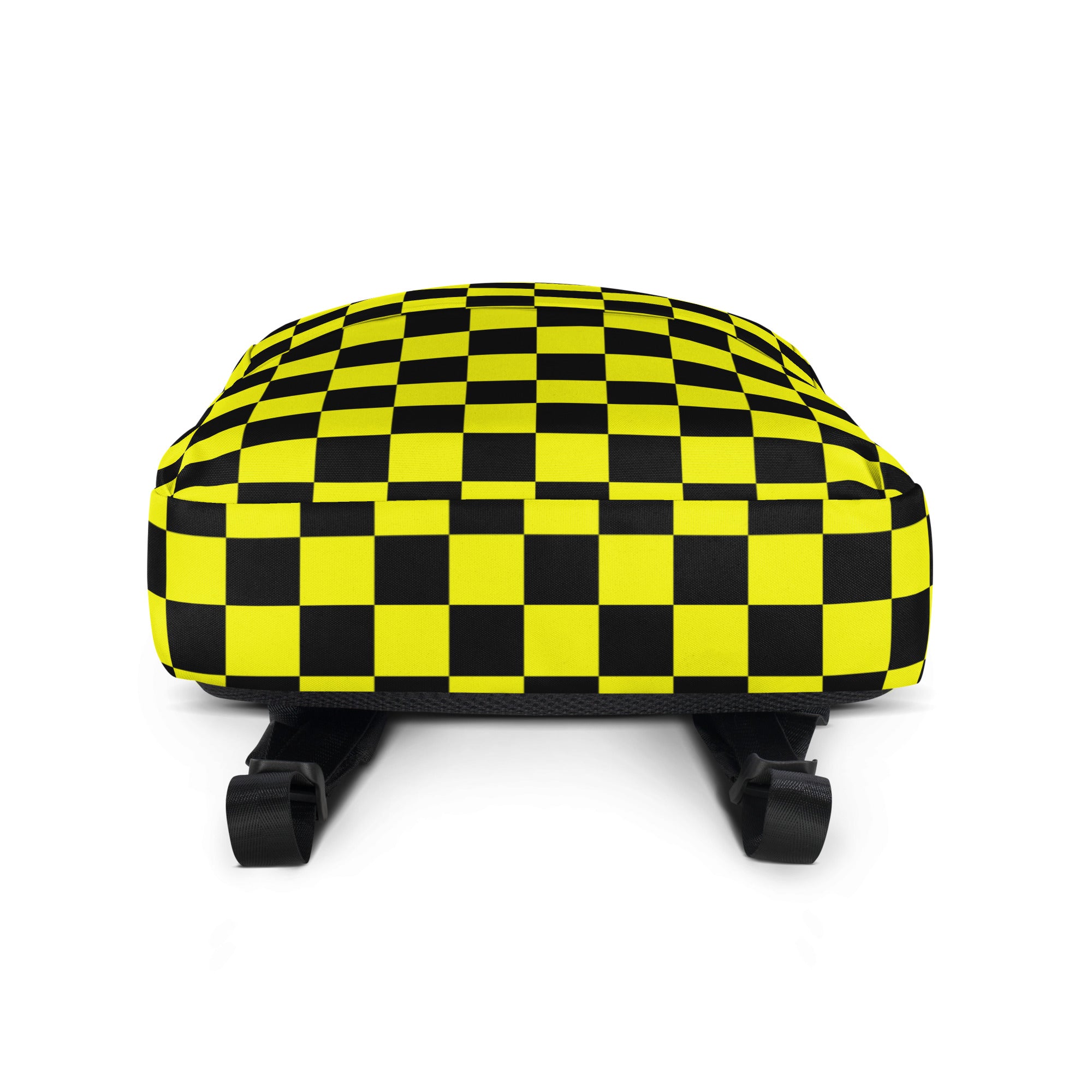 Preppy Yellow and Black Aesthetic Checkered Print Backpack
