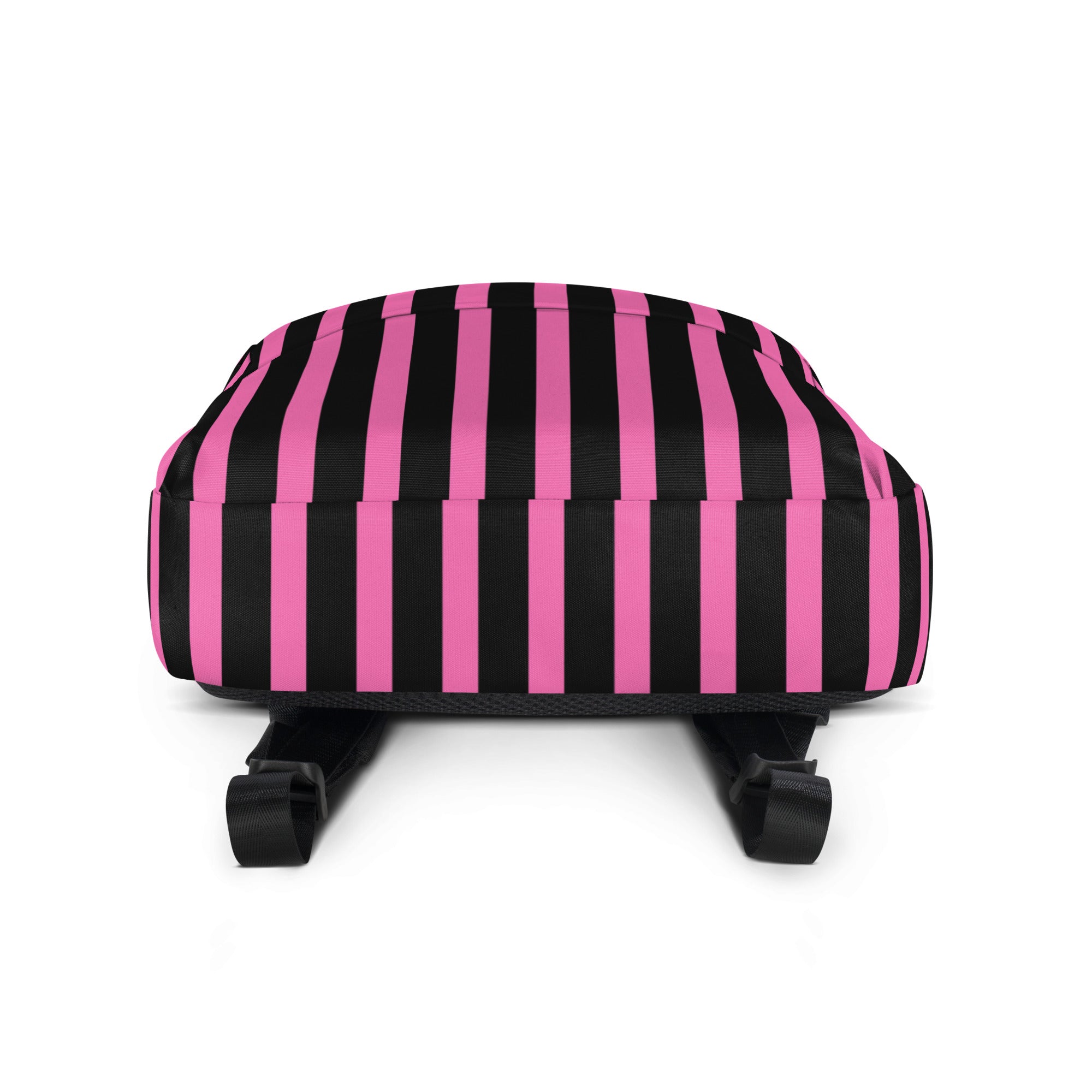 Pink & Black Vertical Striped Fashionable Women's Backpack