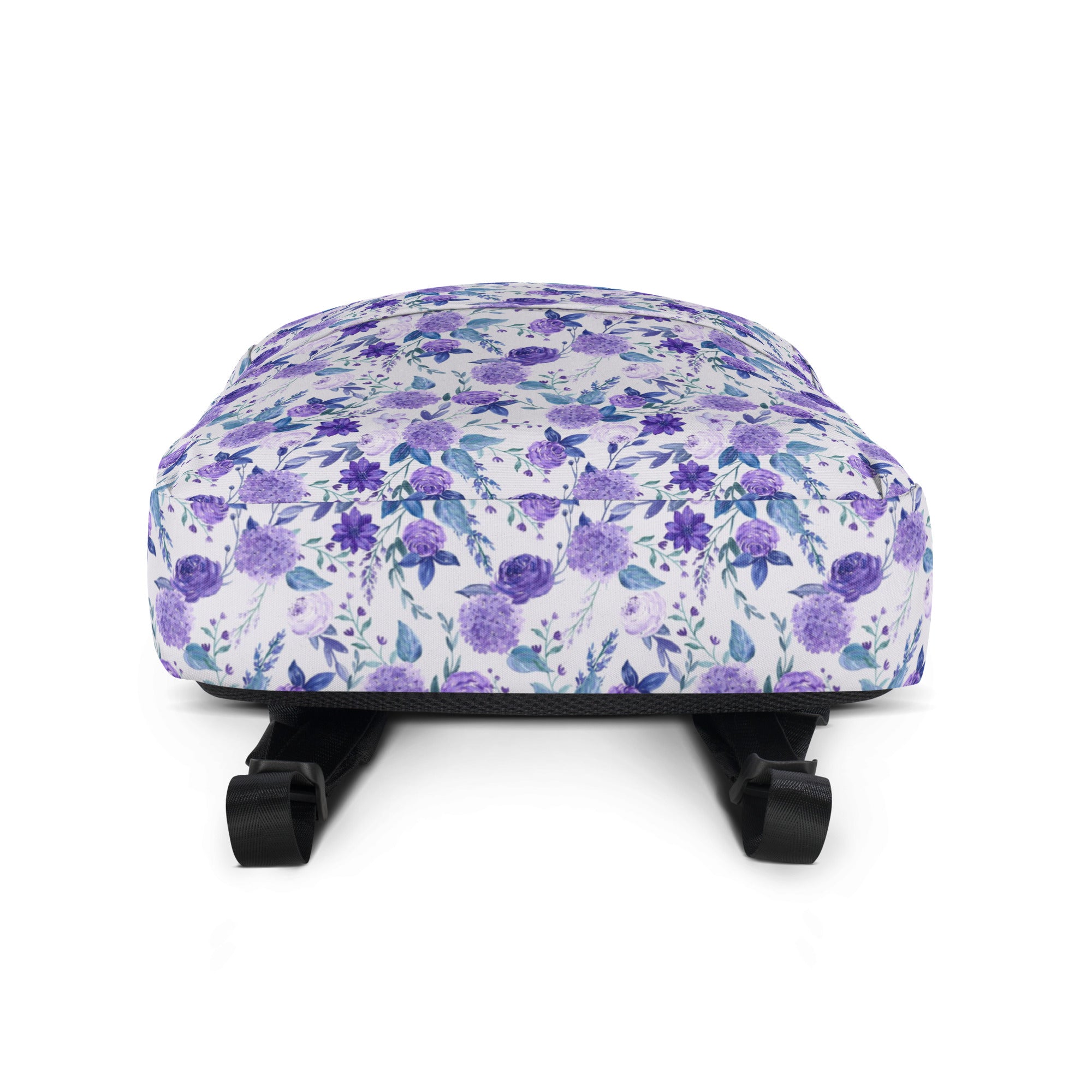 Preppy Purple Floral White Backpack for Women