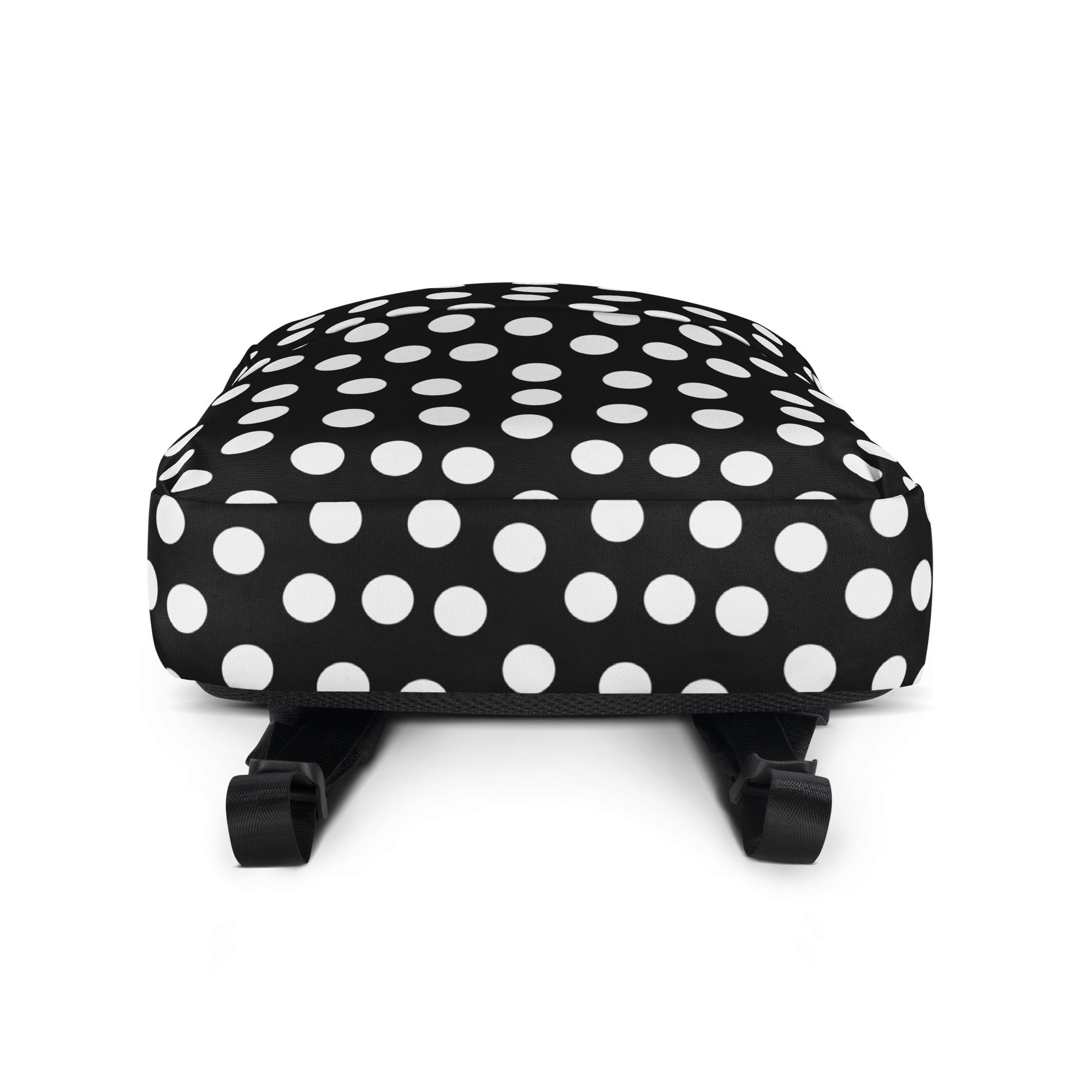Vintage Preppy Style Black Backpack with White Polka dots