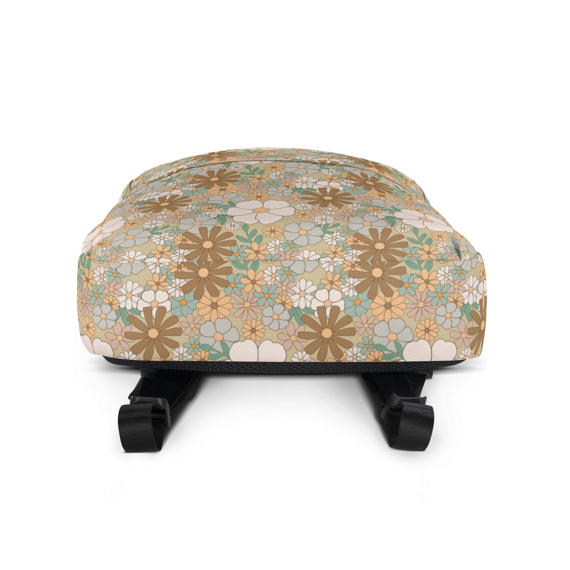 Aesthetic Groovy Brown Fall Flower Pattern Backpack