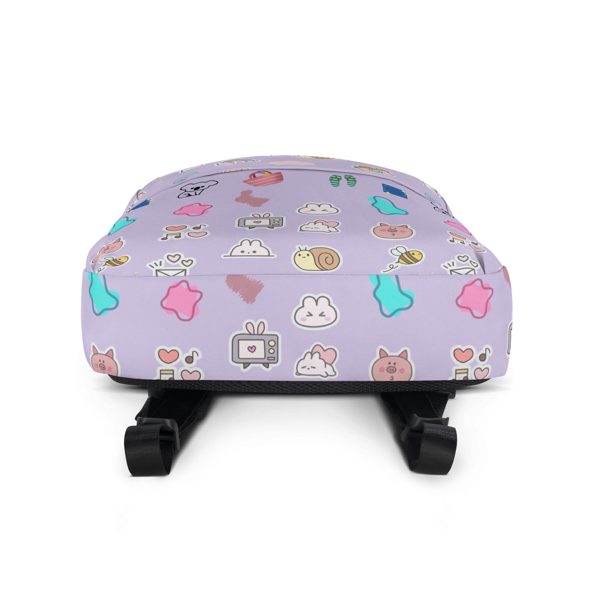 Preppy Cute Pins Print Purple Back to School Backpack for Girls