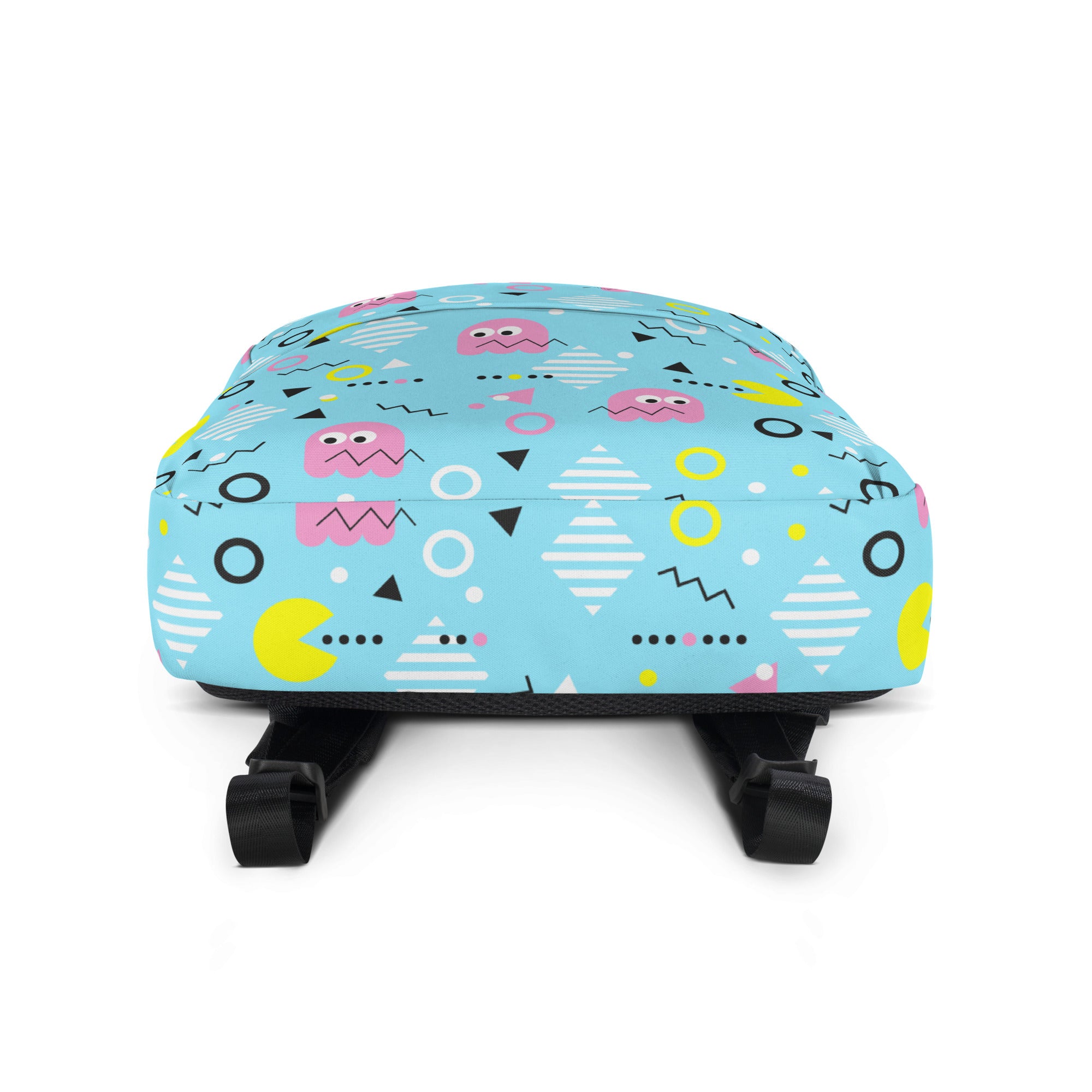 Preppy Vintage Blue Pacman & Ghosts Inspired Print Backpack