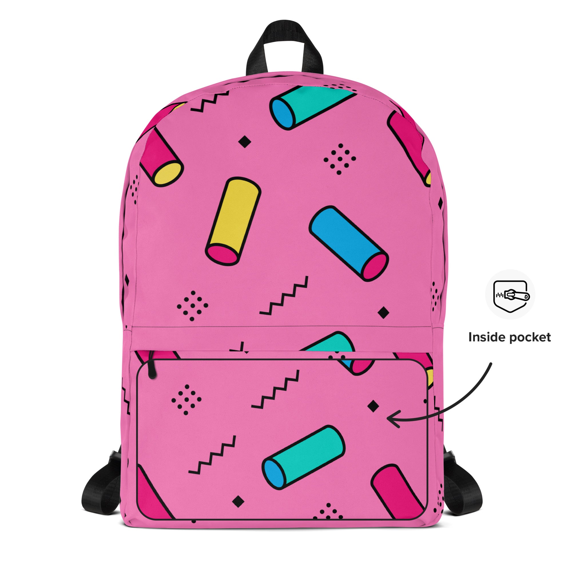 Preppy Memphis Geometric Pattern Backpack for All Ages