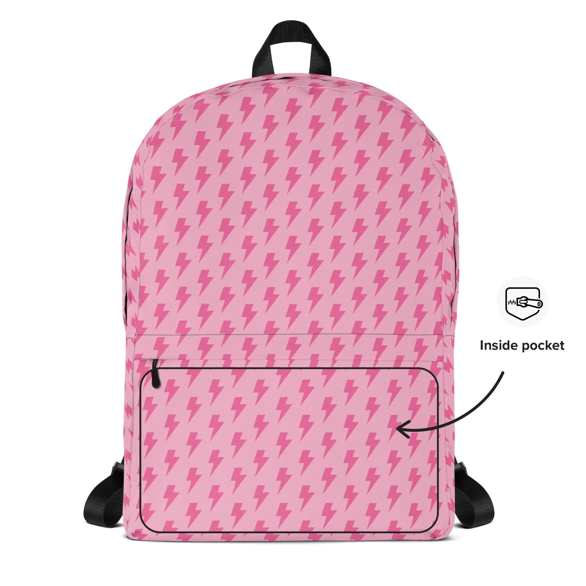 Pink Preppy Aesthetic Lightning Bolts School Backpack