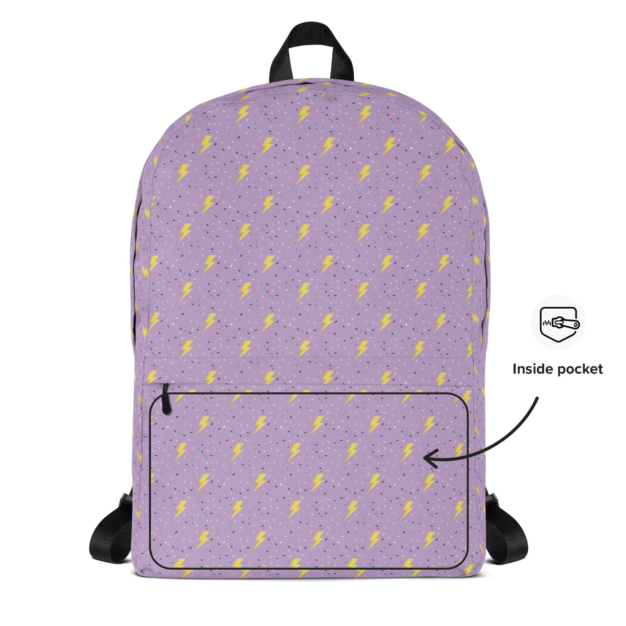Preppy Smiley Face Lightning Bolts Purple Backpack