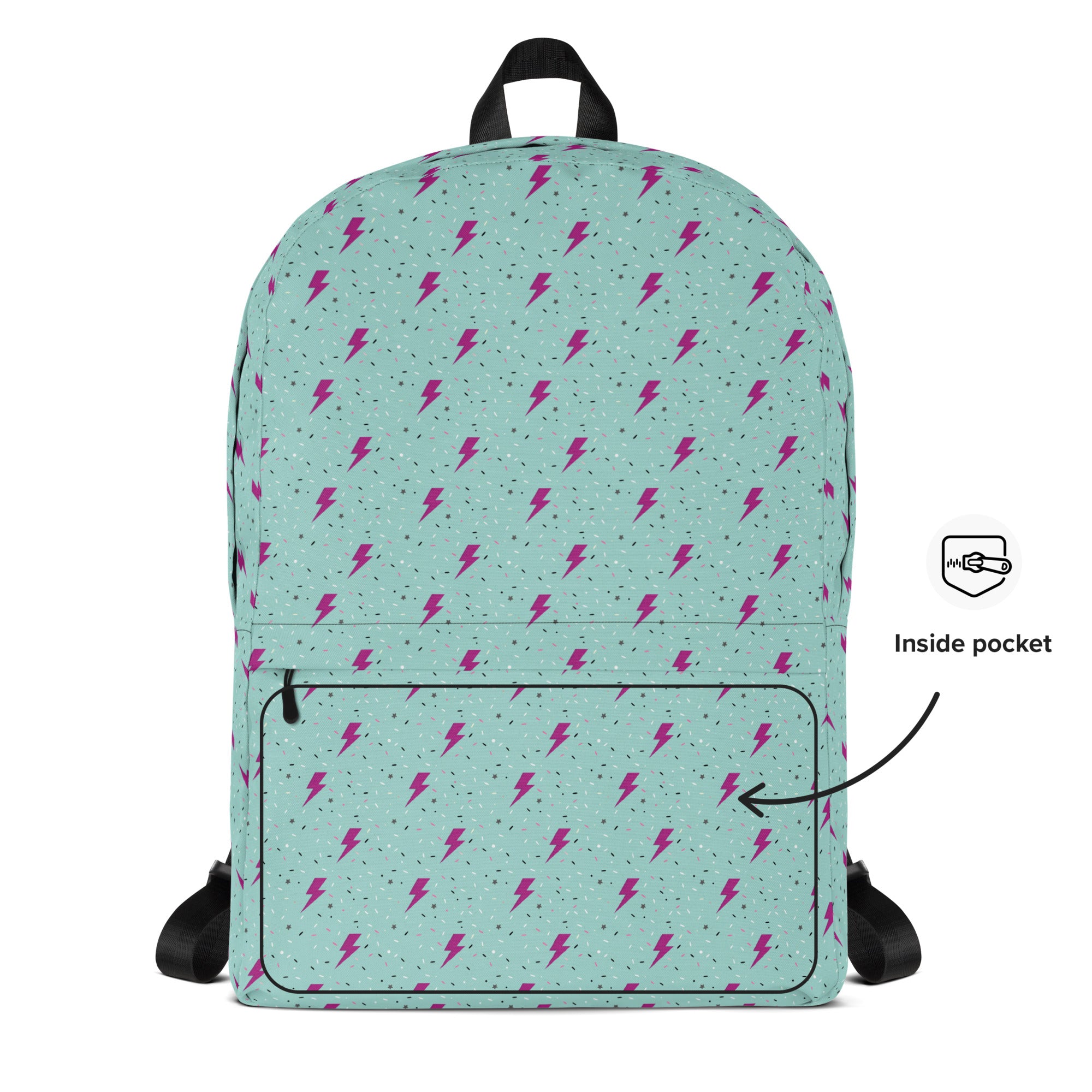 Preppy Green Daze Lightning Bolts Pattern Backpack
