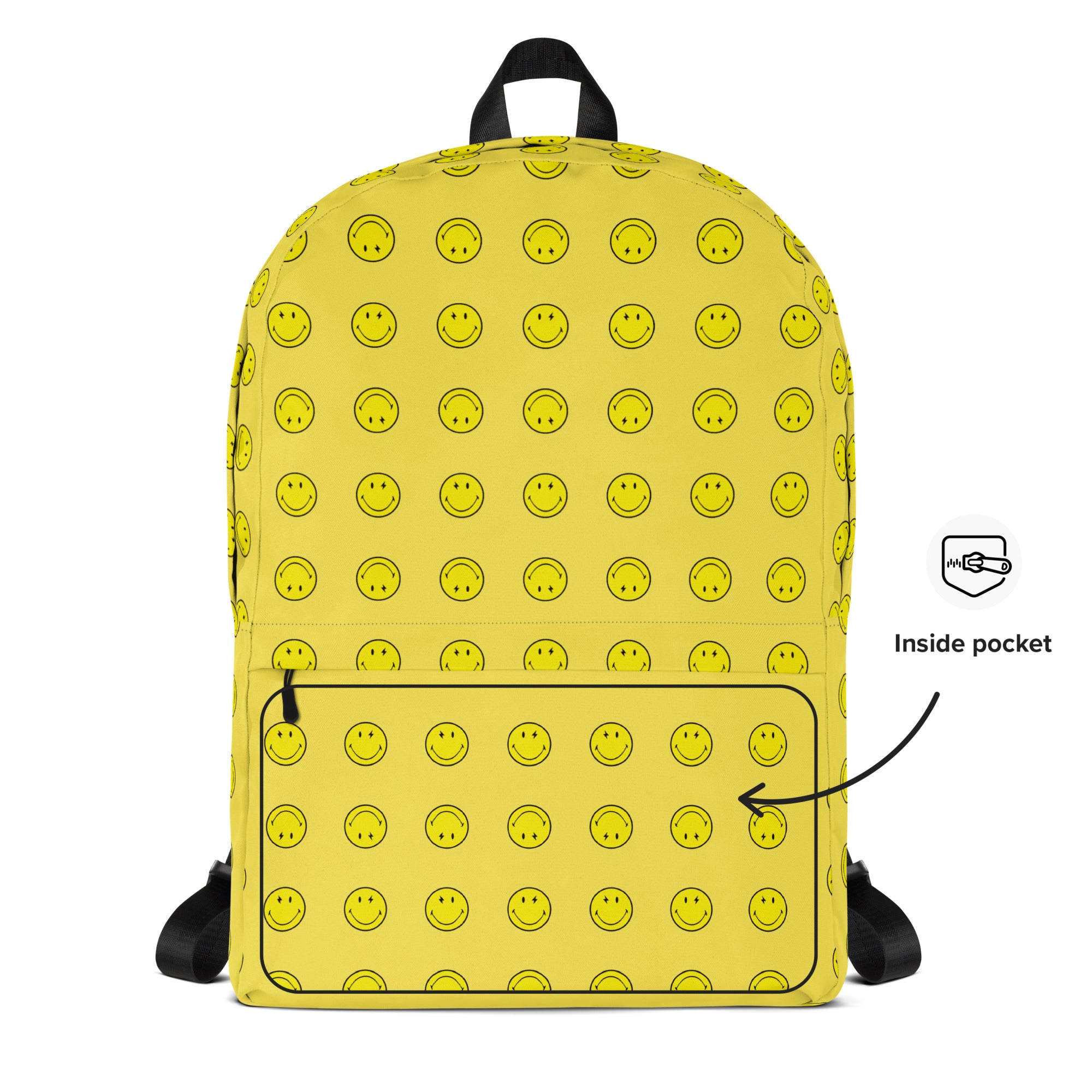 Preppy Cool Smiley Face Yellow Backpack for School