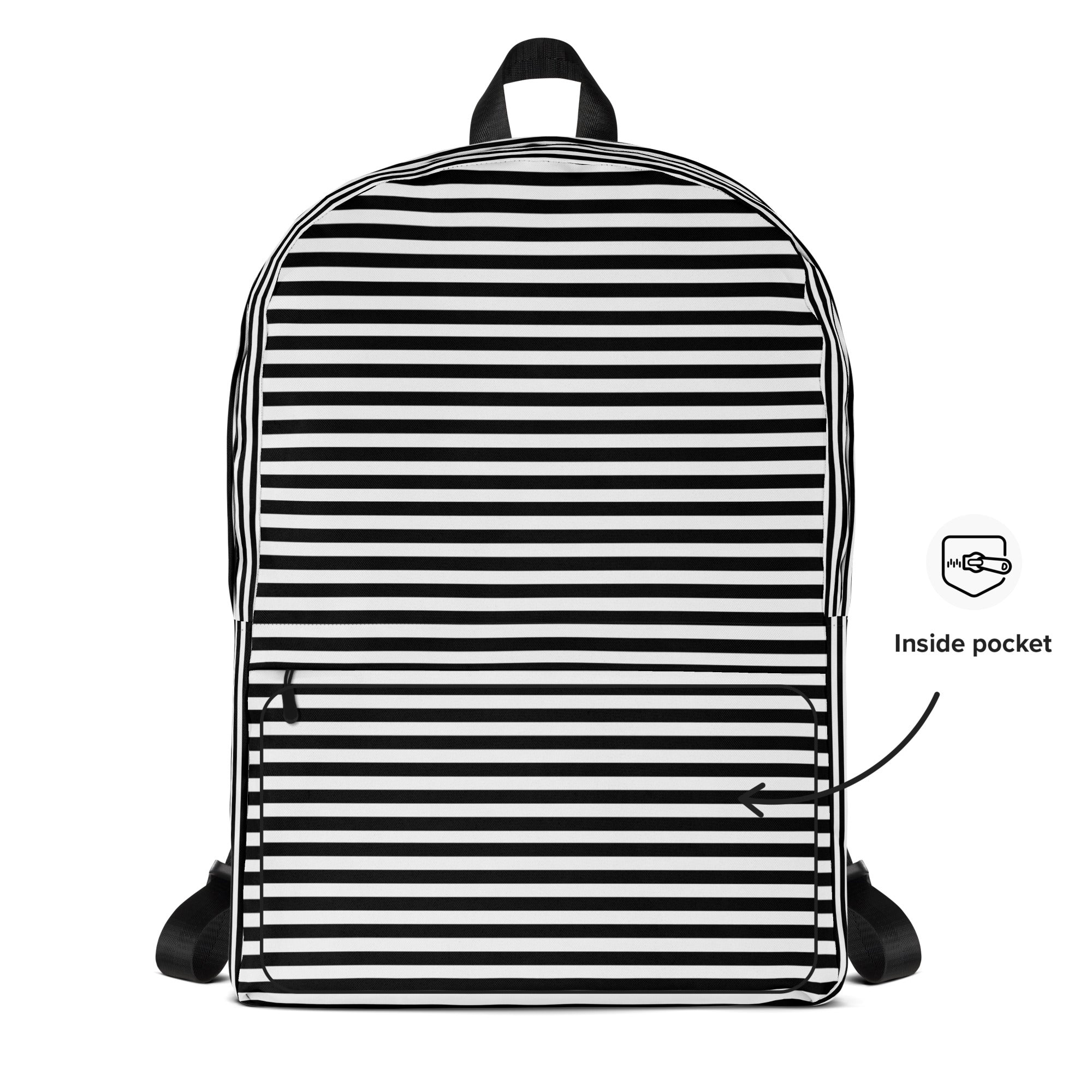 Preppy Black & White Horizontal Striped Lines Backpack
