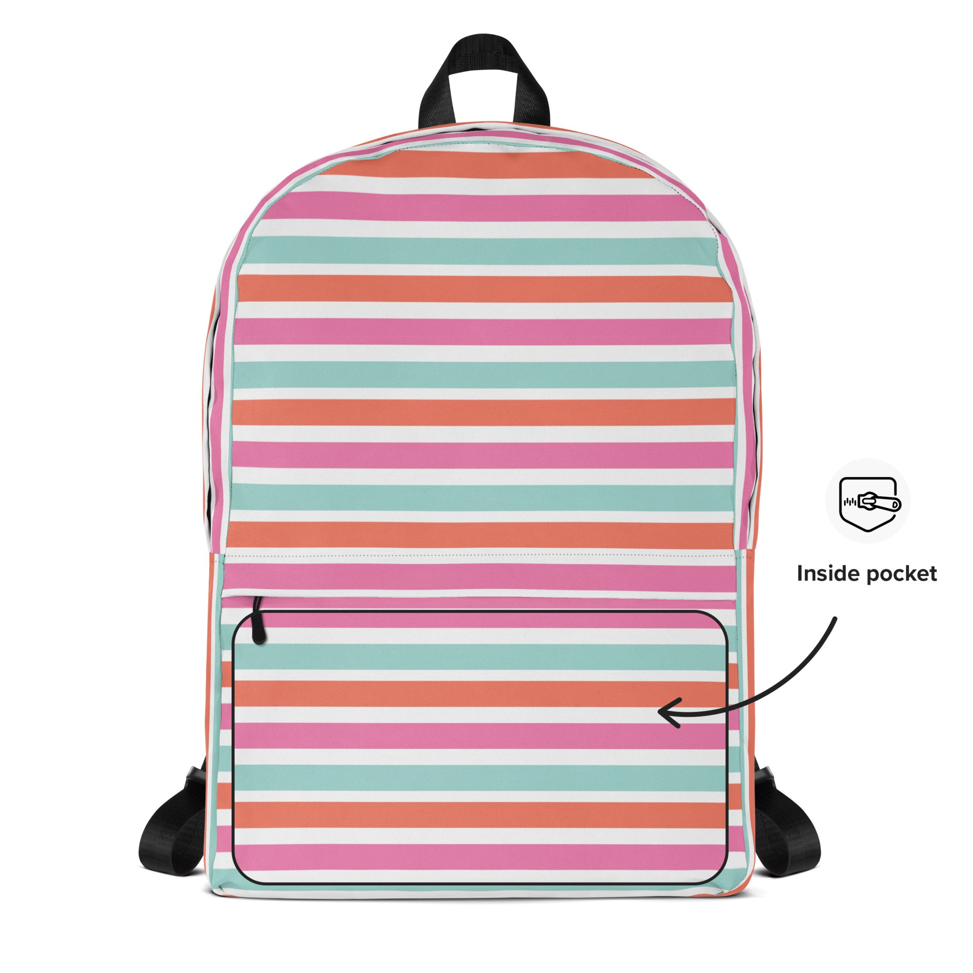 Preppy Fashion Pink Striped Ladies Waterproof Backpack