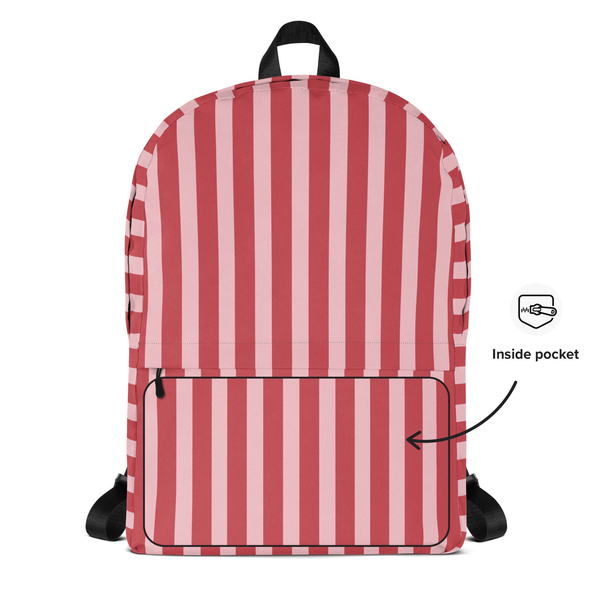 Preppy Pink Red Stripe Cute Aesthetic Backpack