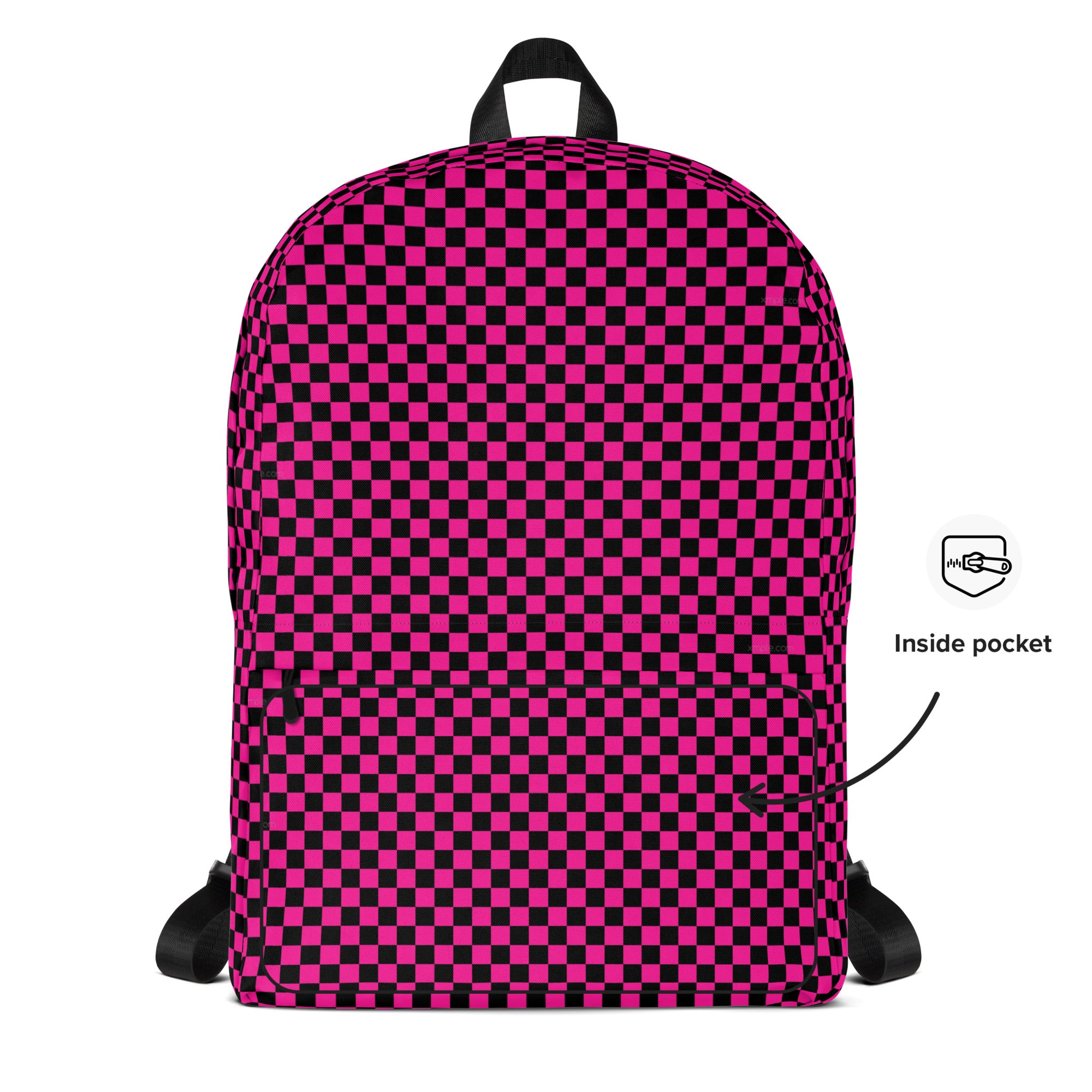 Preppy Pink Aesthetic Checkered Print Backpack