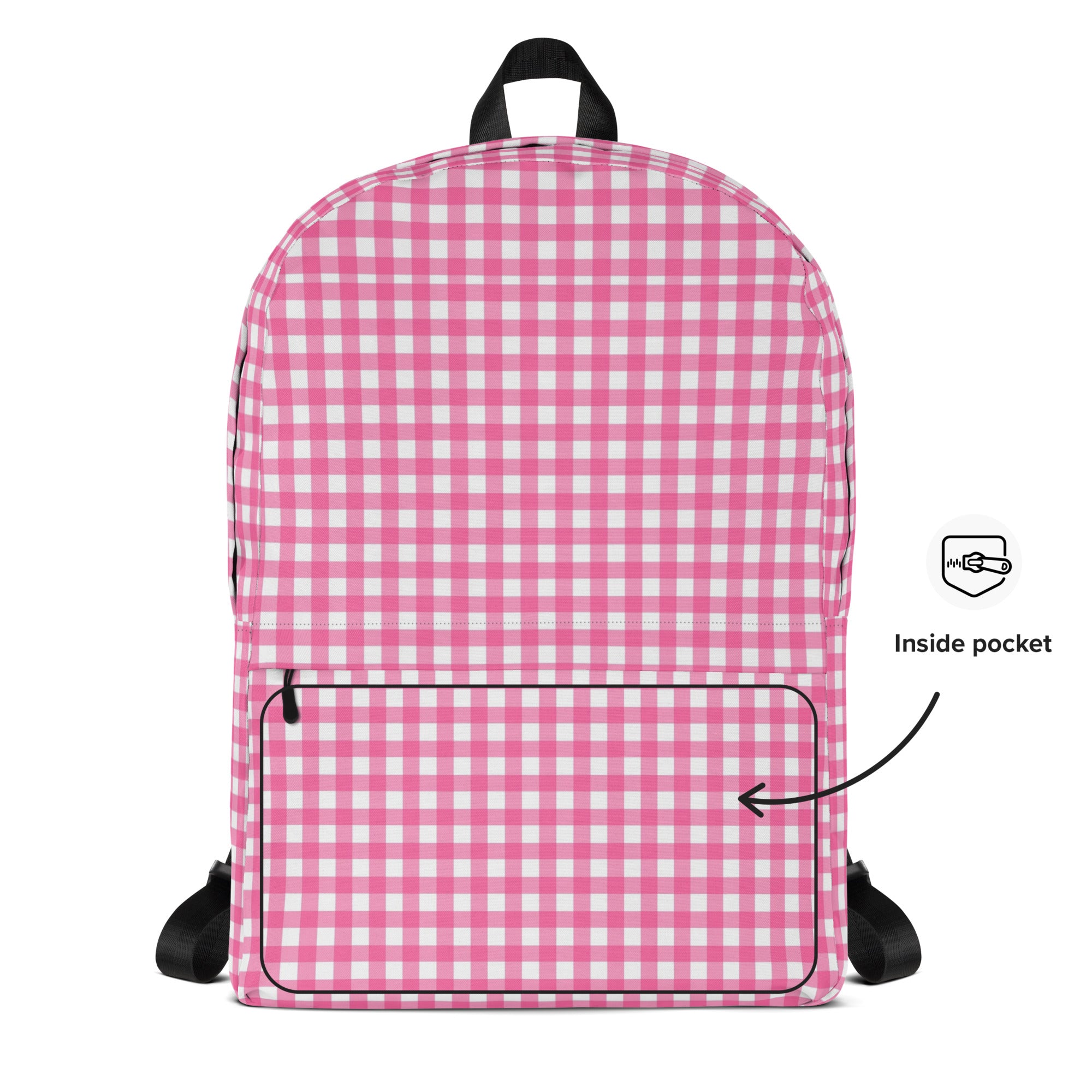 Preppy Pink Cute Gingham Summer Backpack for Girls